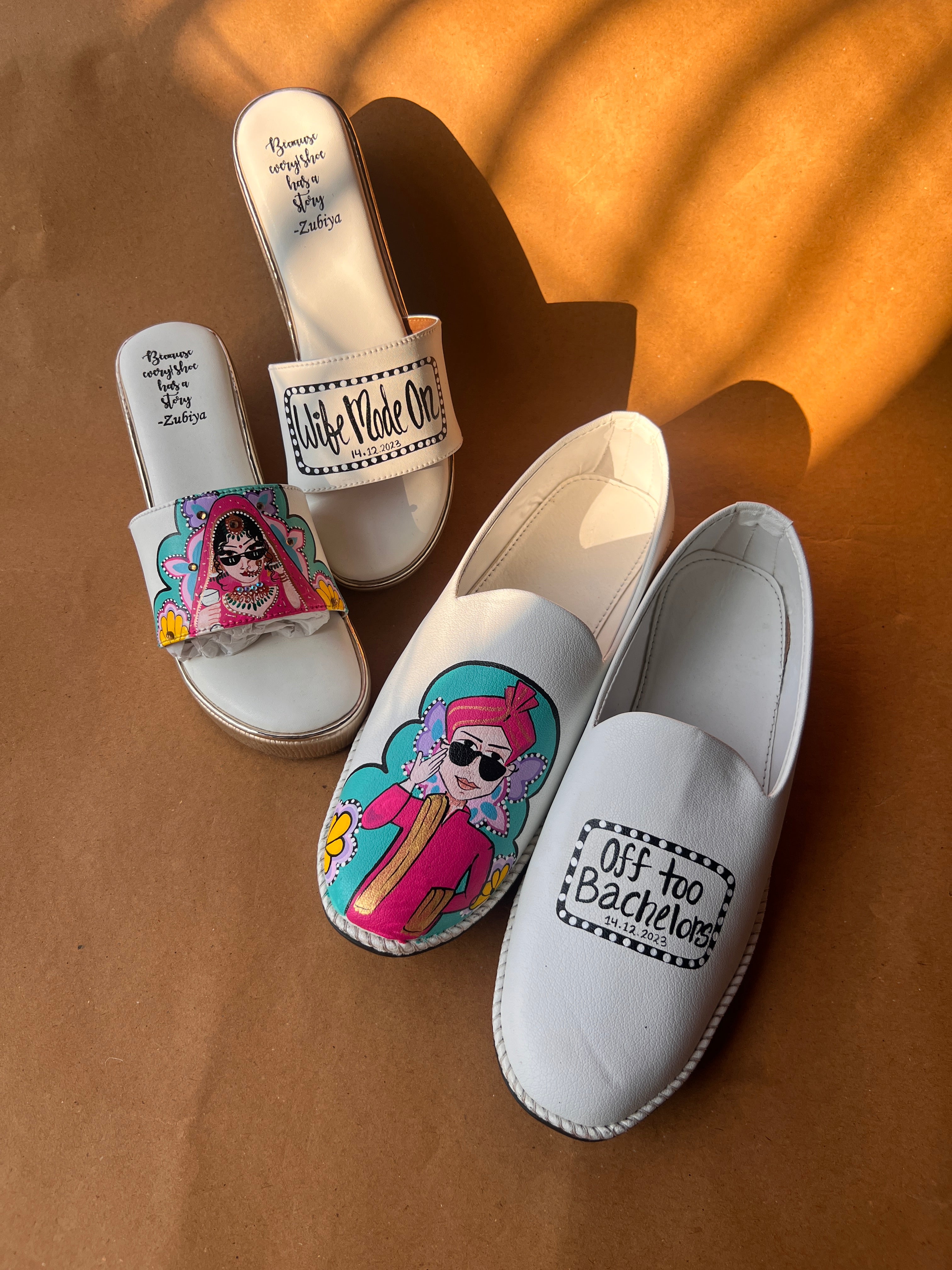 White men’s Mojris - 3 inch wedges couple combo