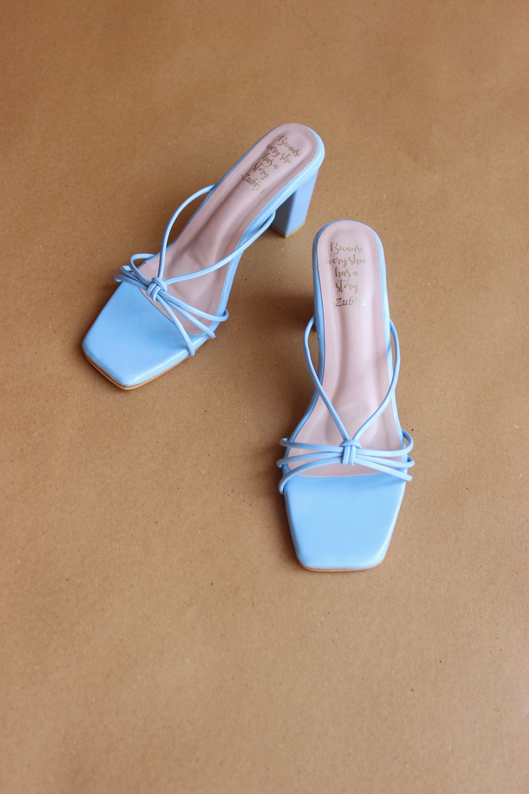 Powder blue strappy heel