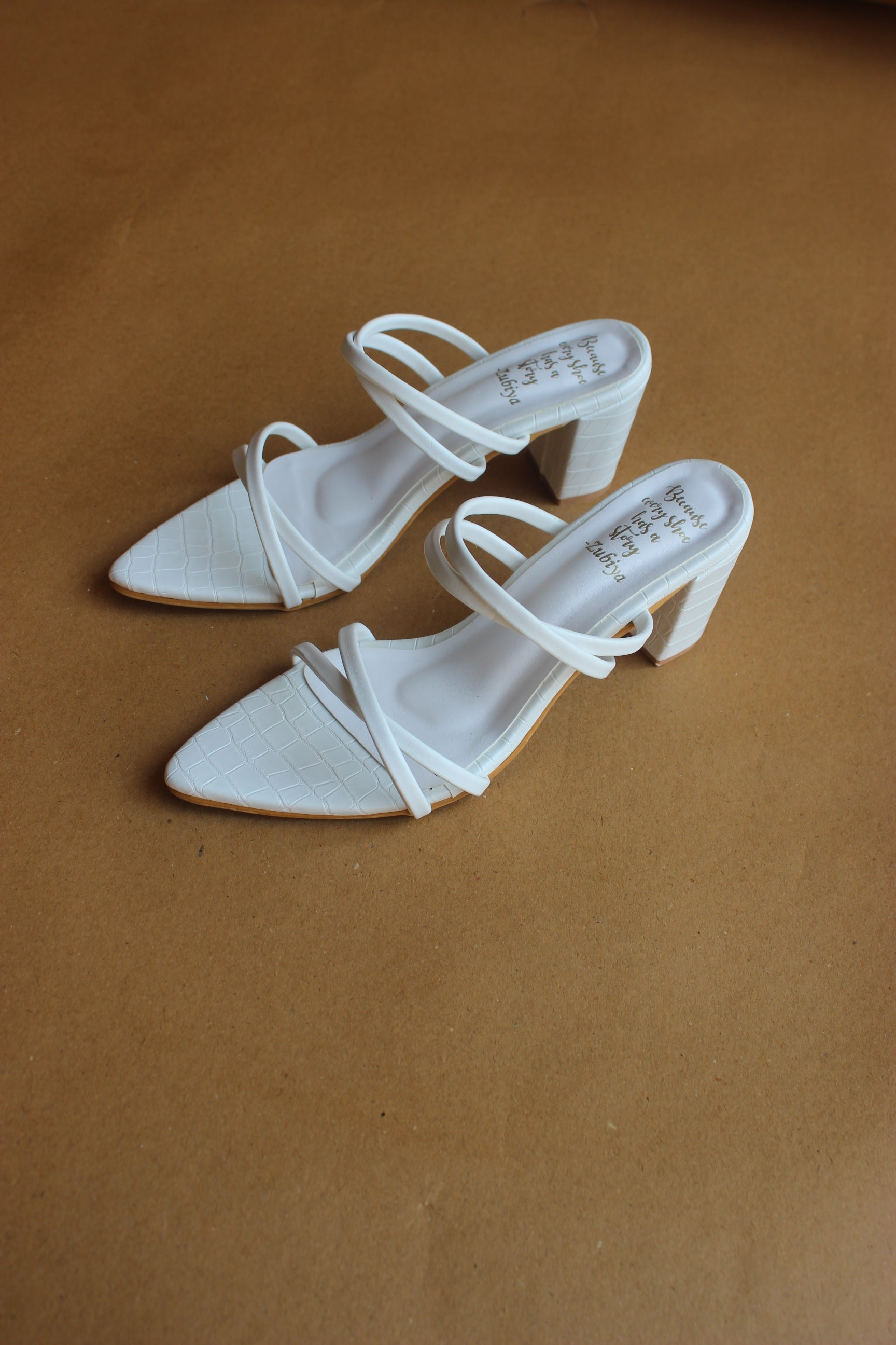 White pointed strappy heel