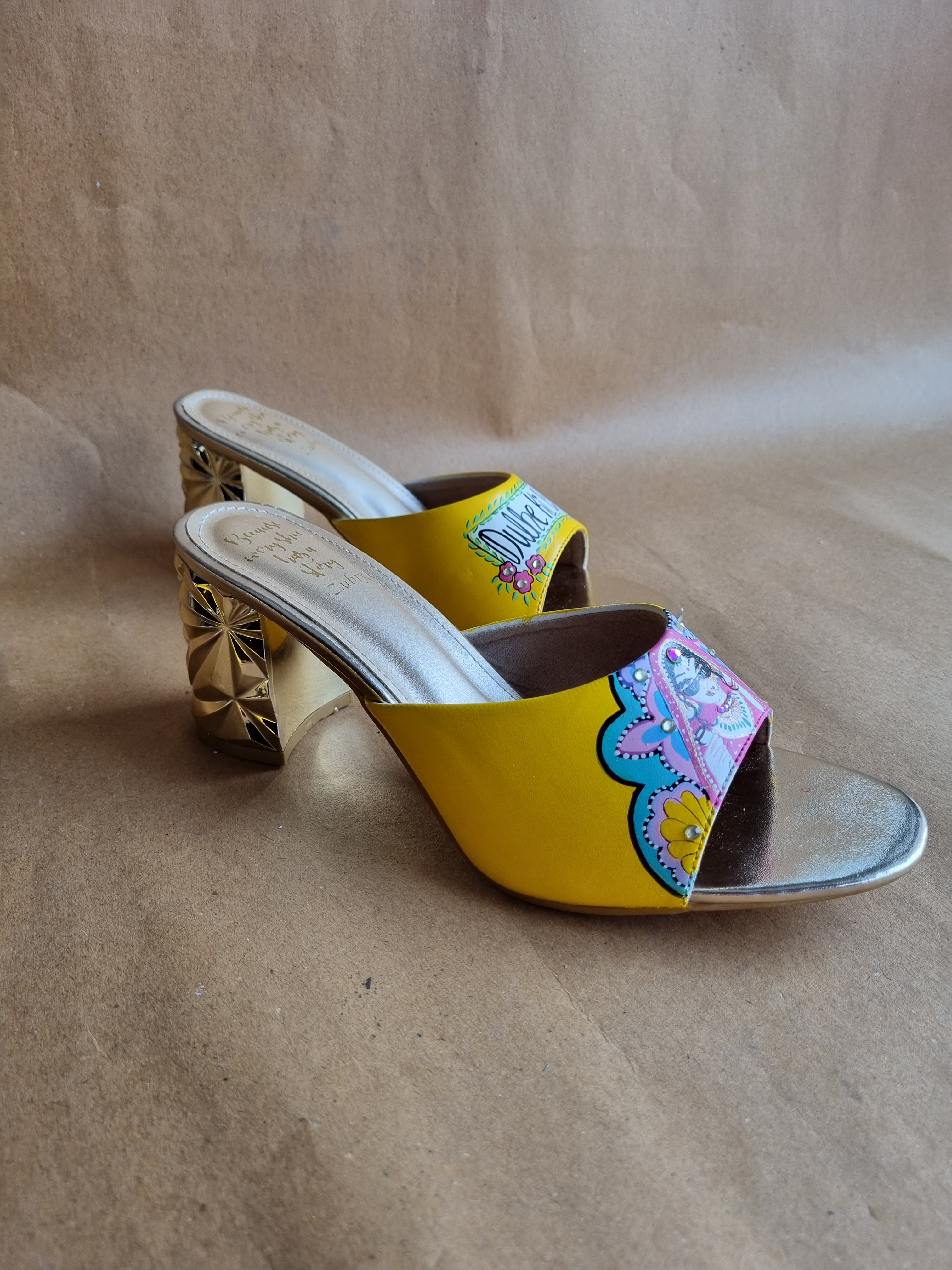 3 inch yellow swag dulhan heels