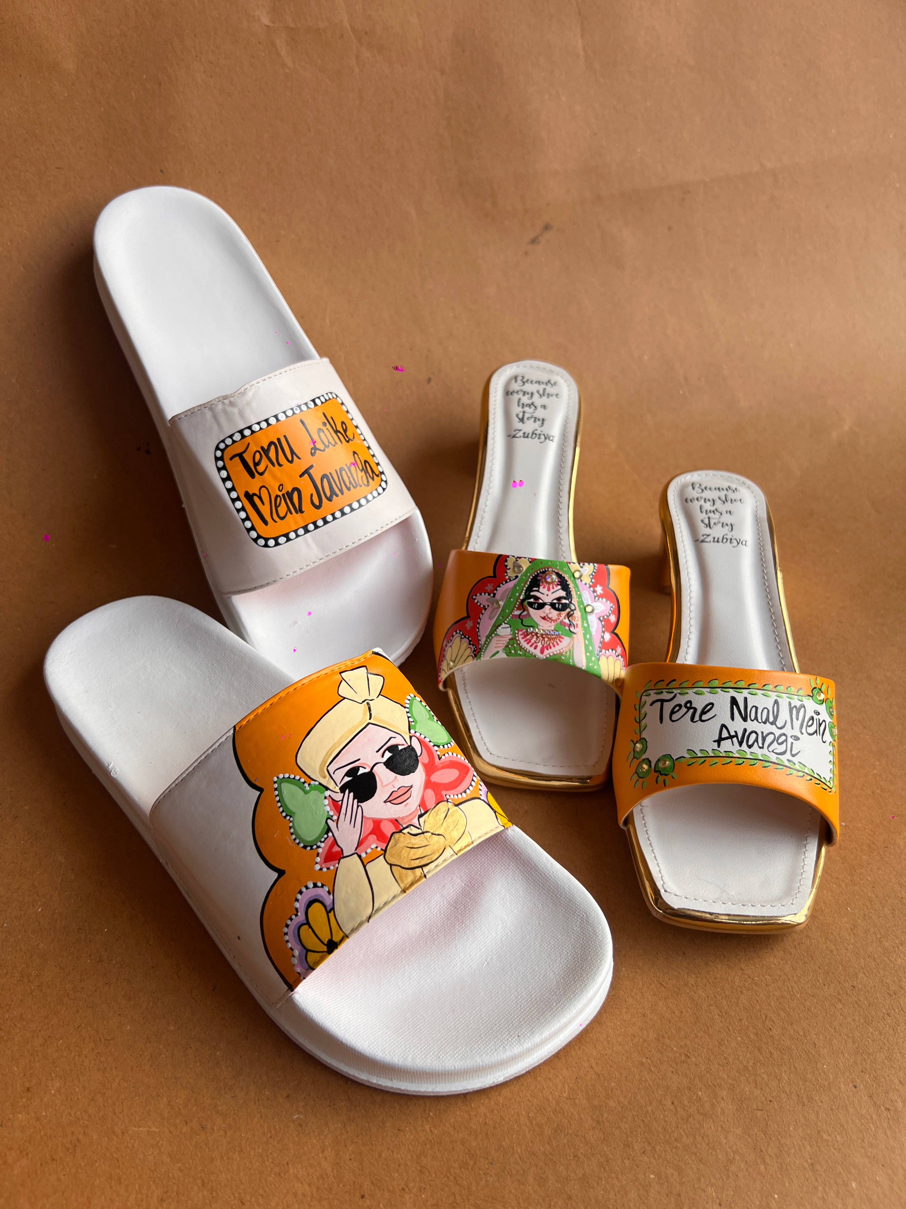 Orangish slider- heel couple combo