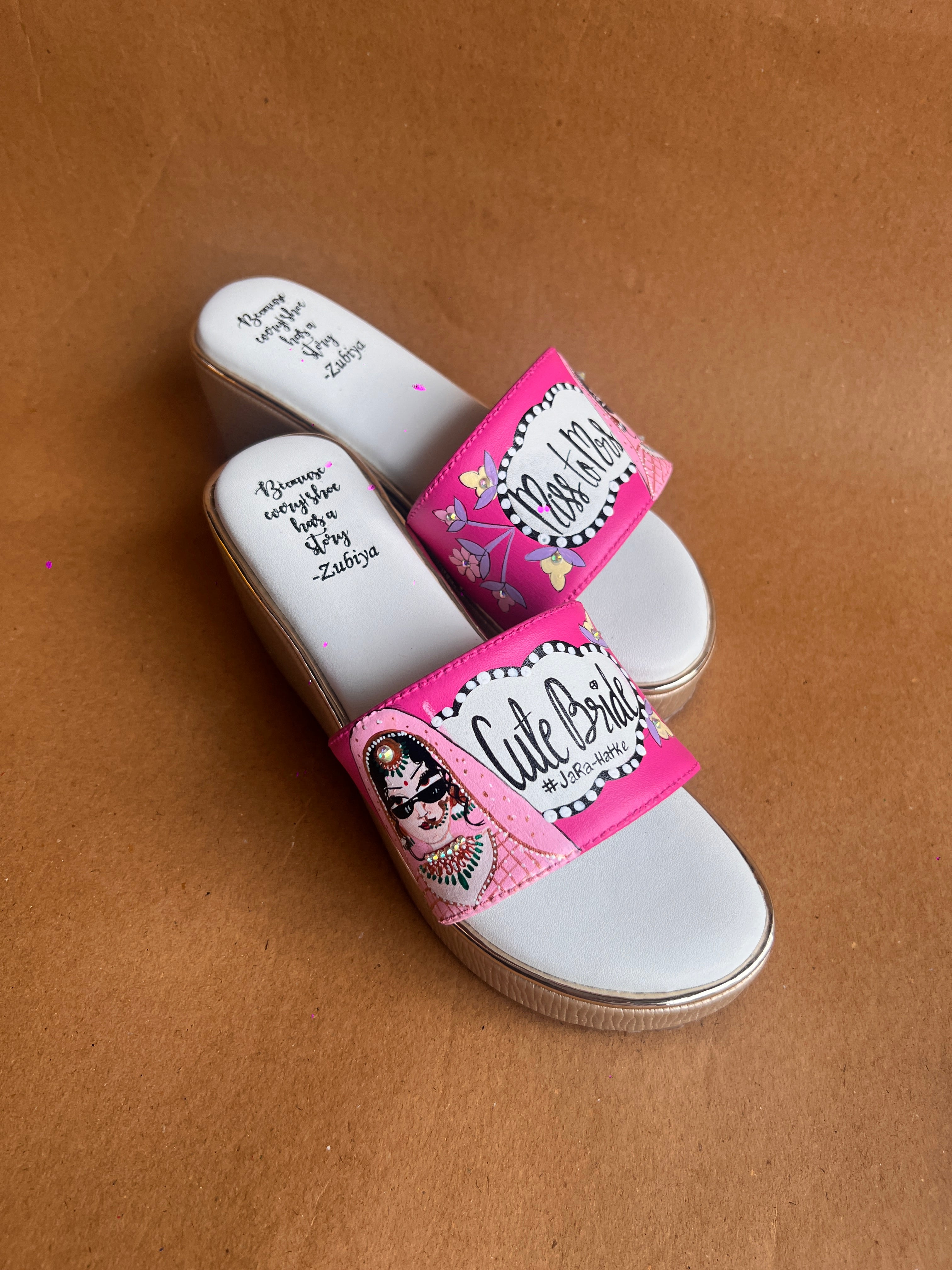 Pink golden wedges swag dulhan heels