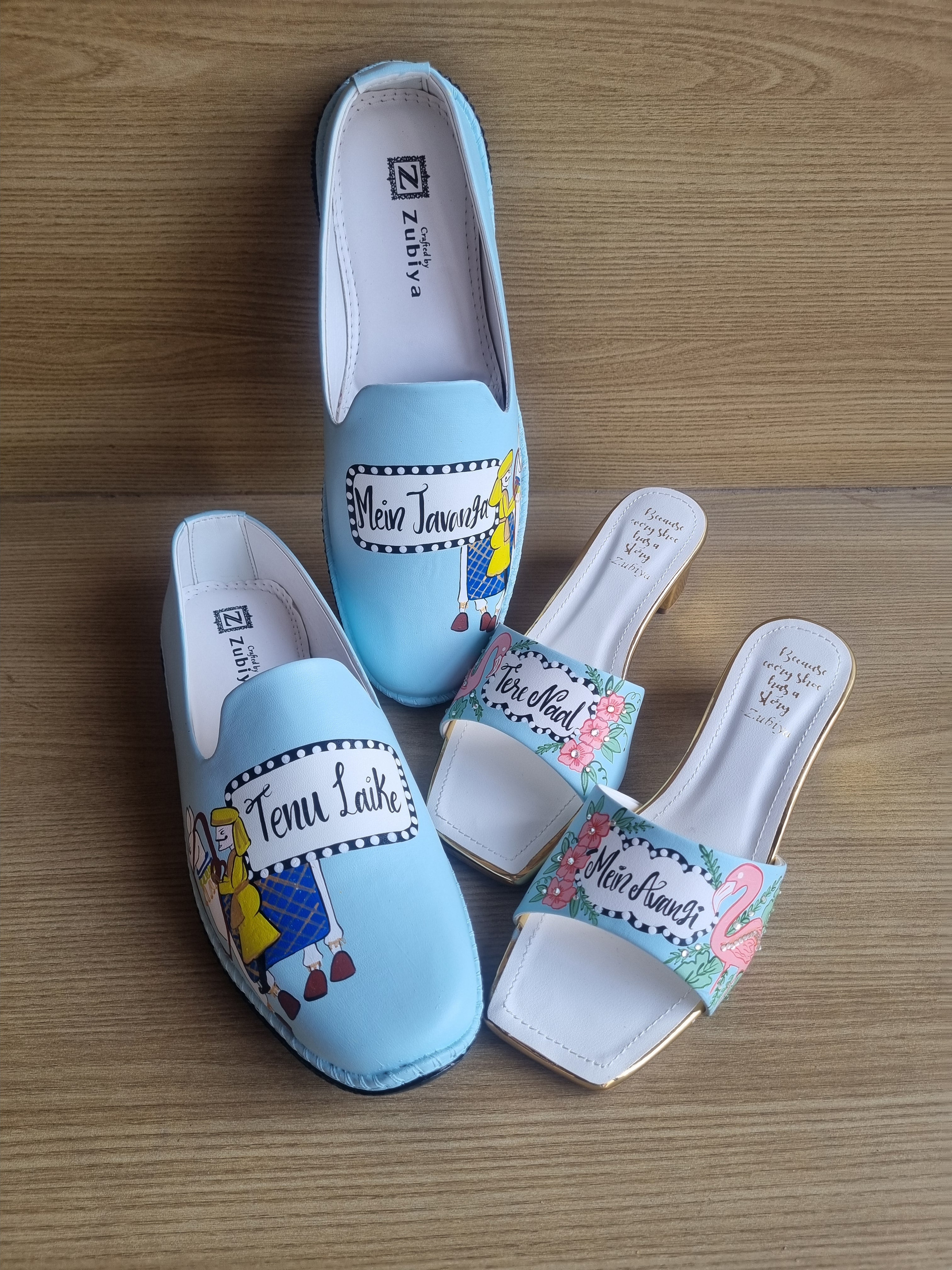 Chalk blue swag-flamingo couple combo