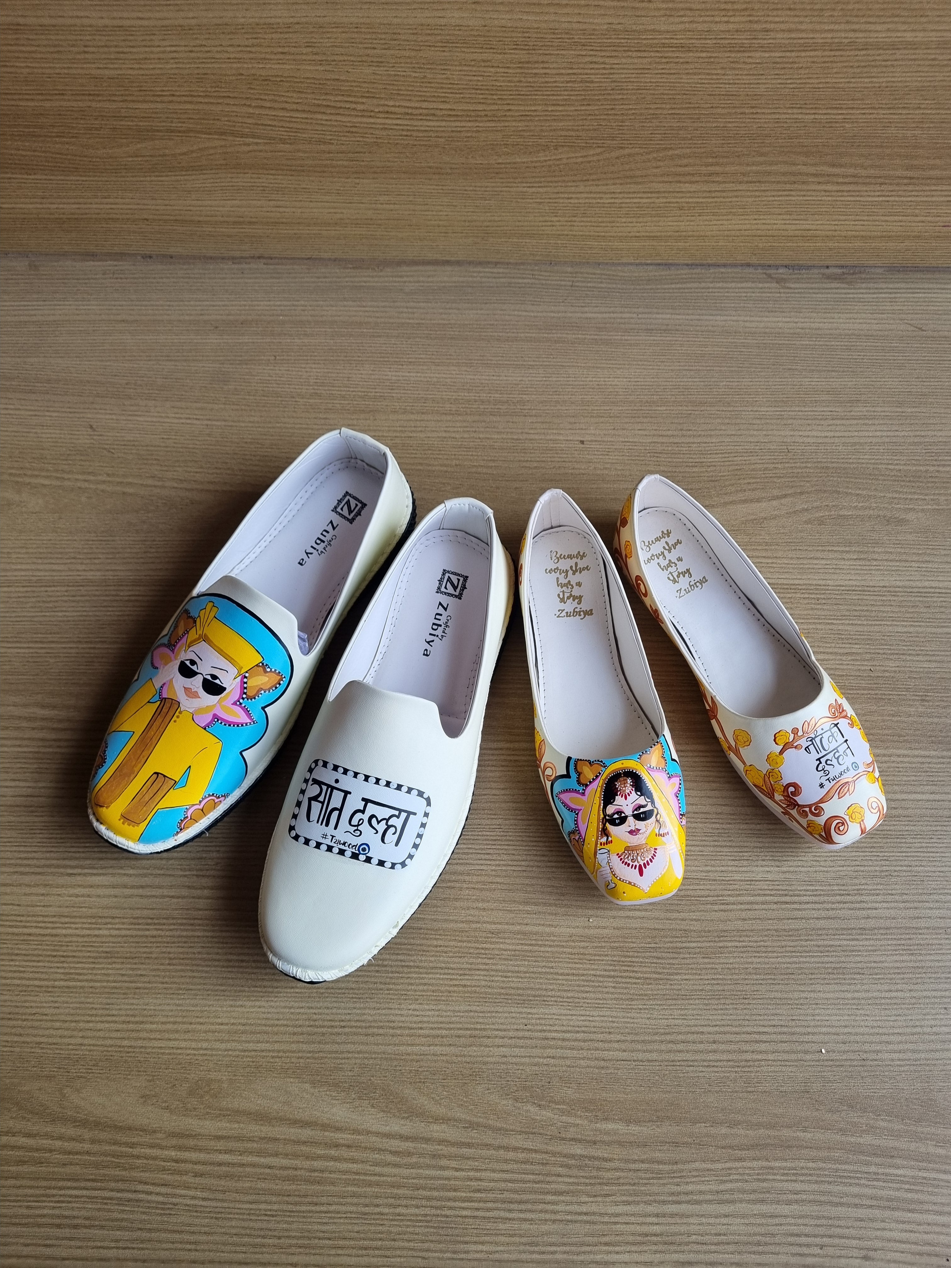 Beige rajwada juttis couple combo