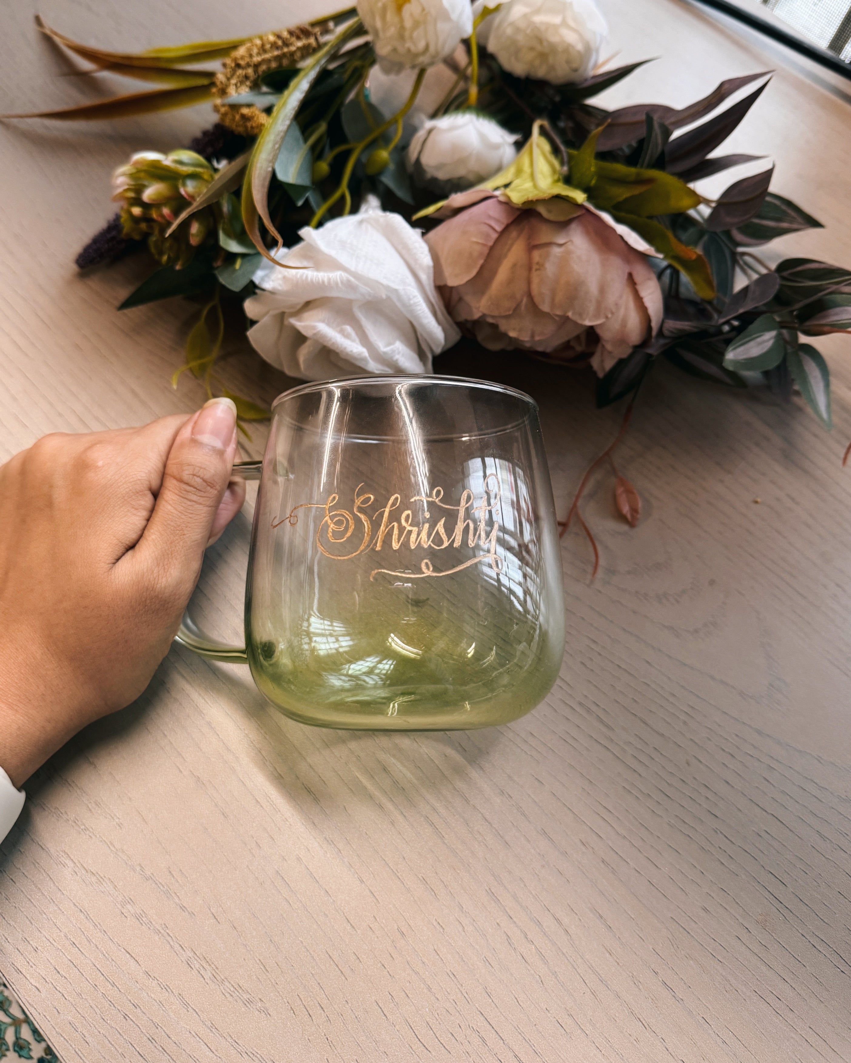 Green ombre Engraved coffee mug(microwave safe)