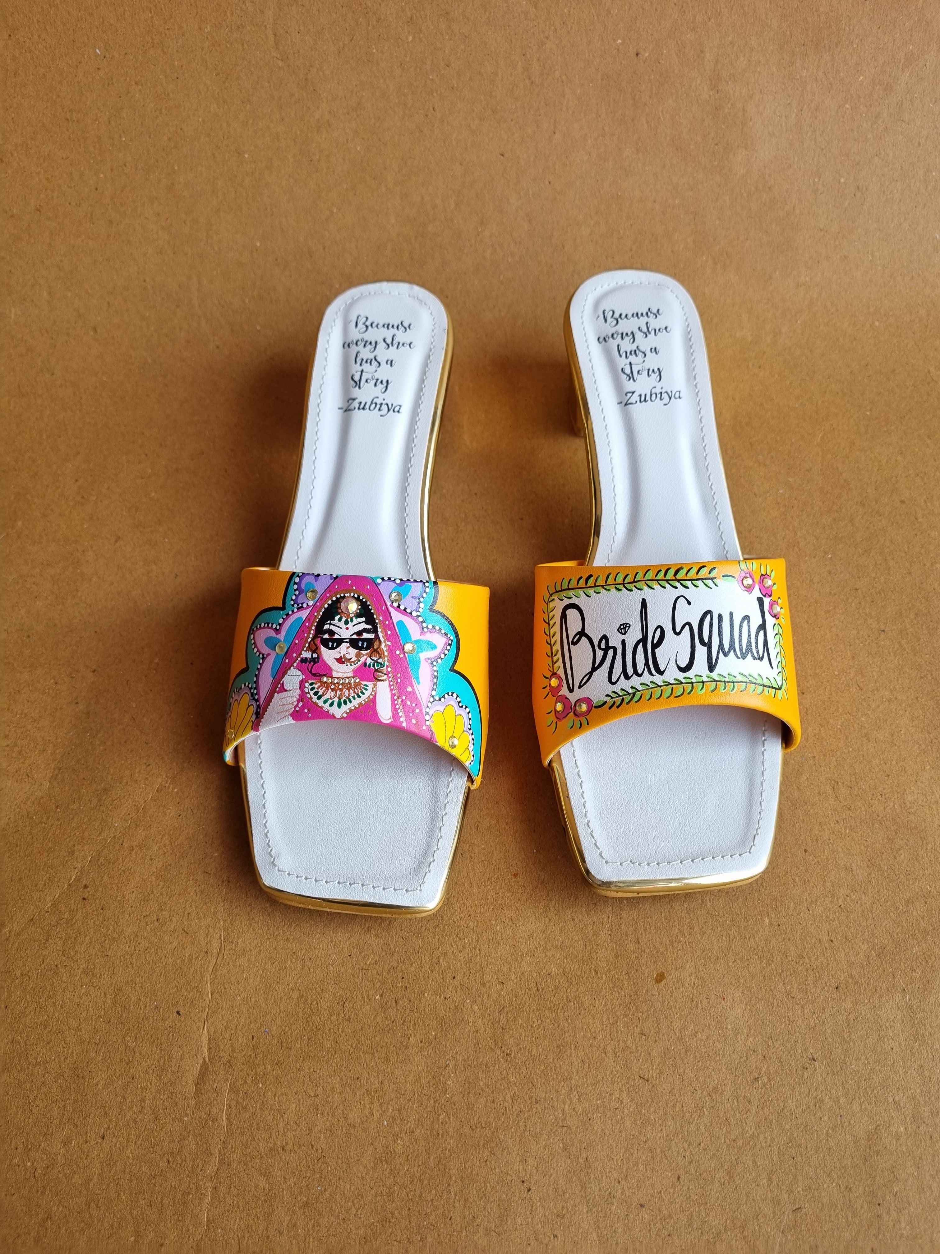 Orangish yellow Bride squad Artwork Heels