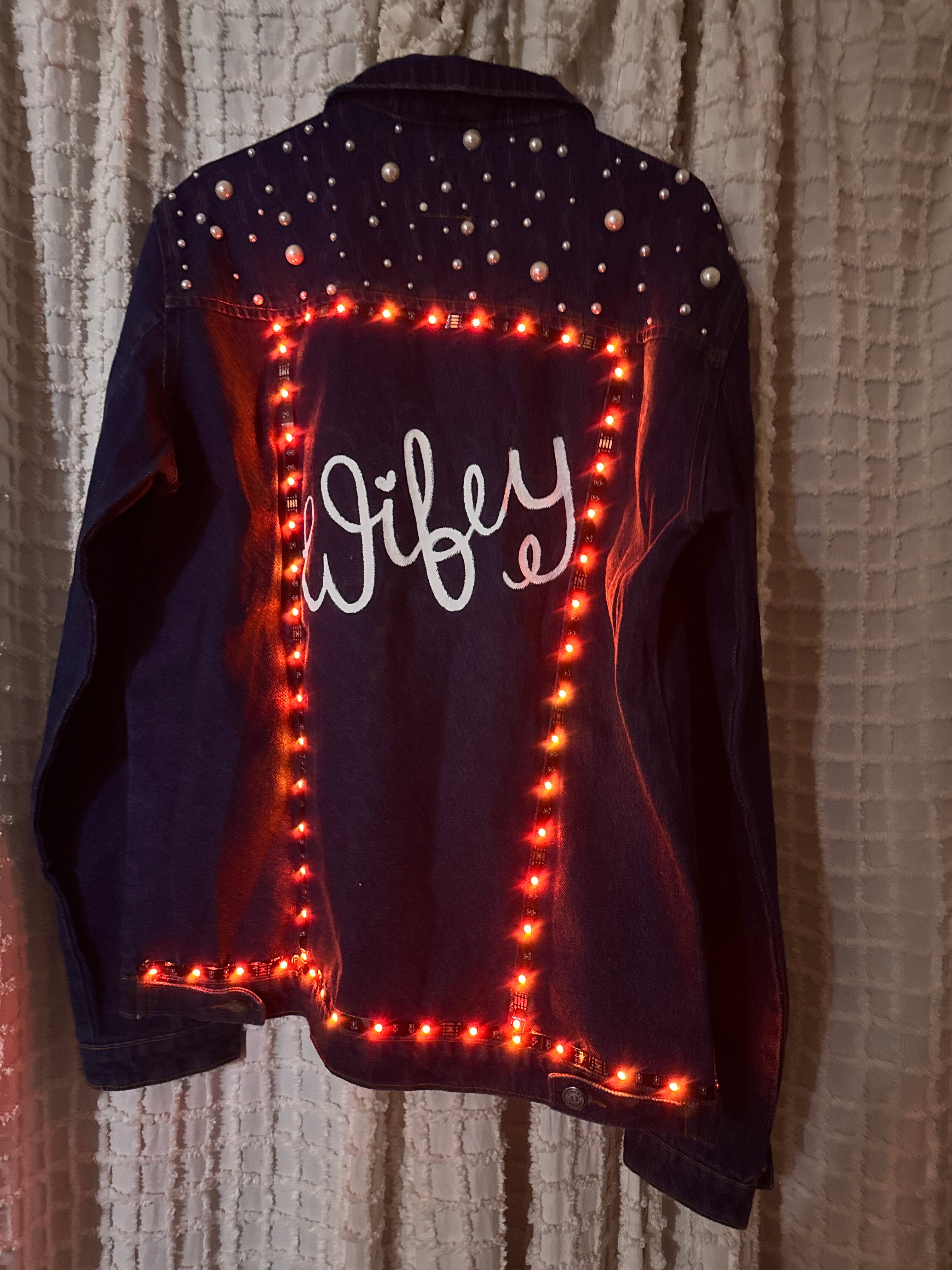 Wifey Pearl Denim jacket with LED lights