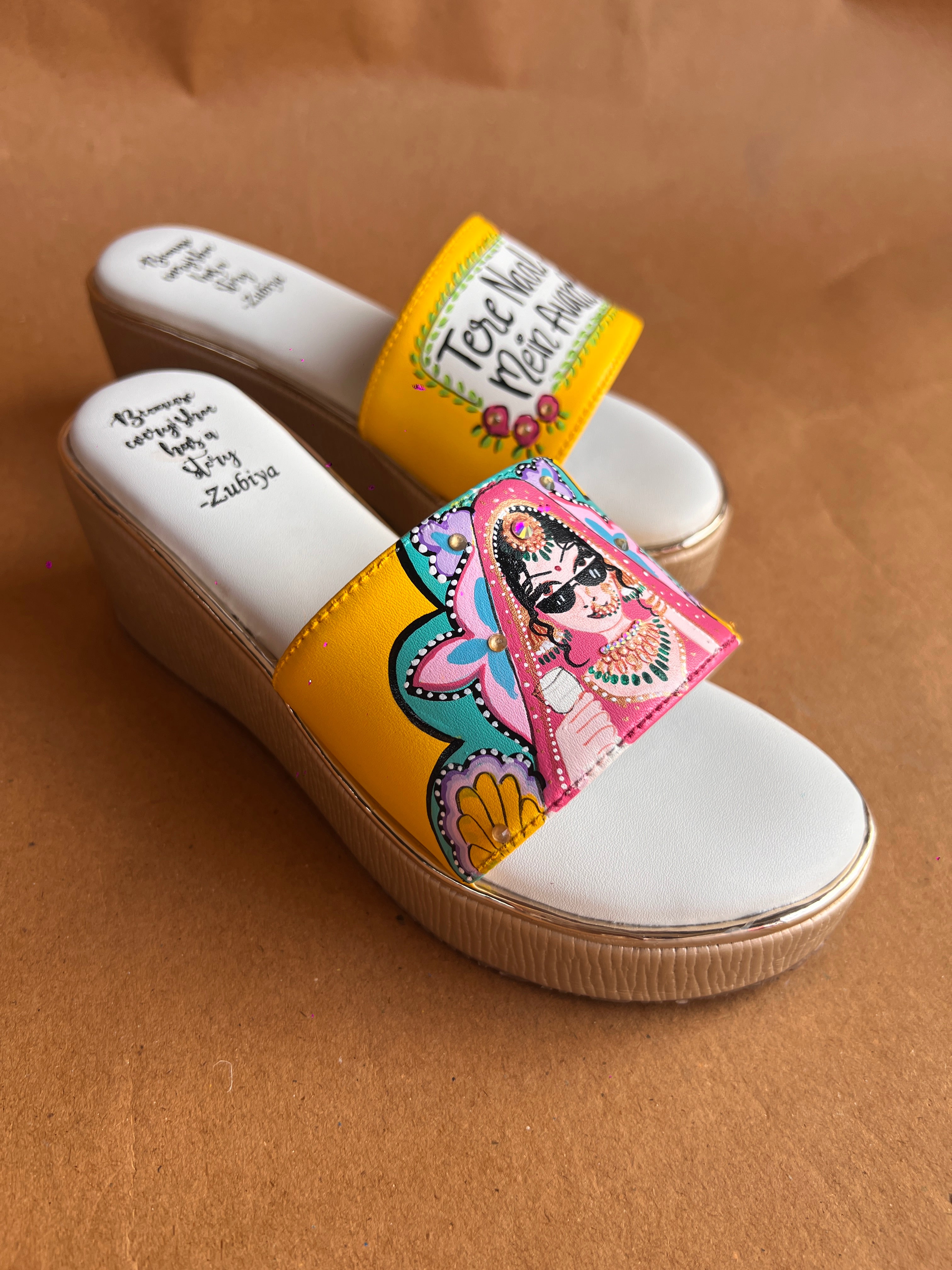 Yellow golden wedges swag dulhan heels