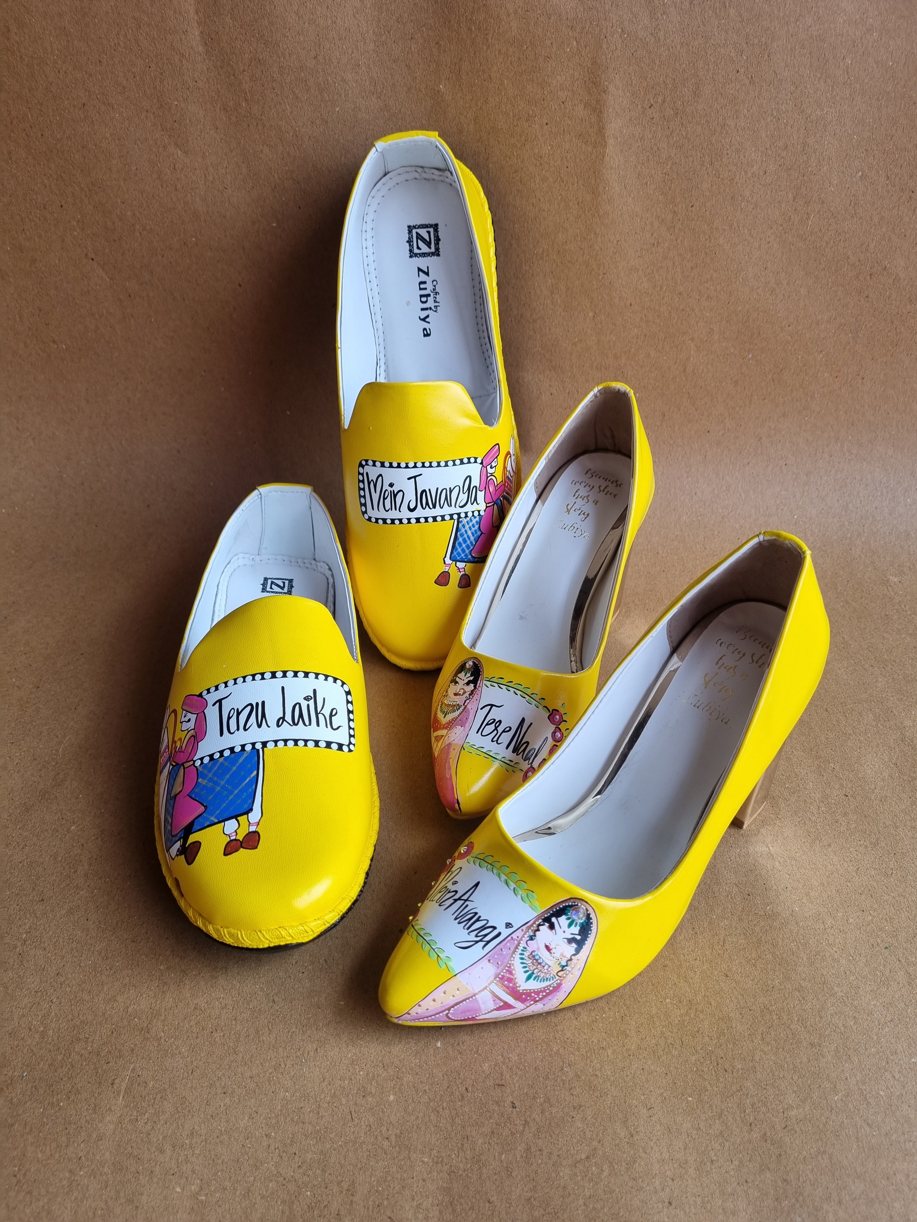 yellow couple - block heel - mojri combo