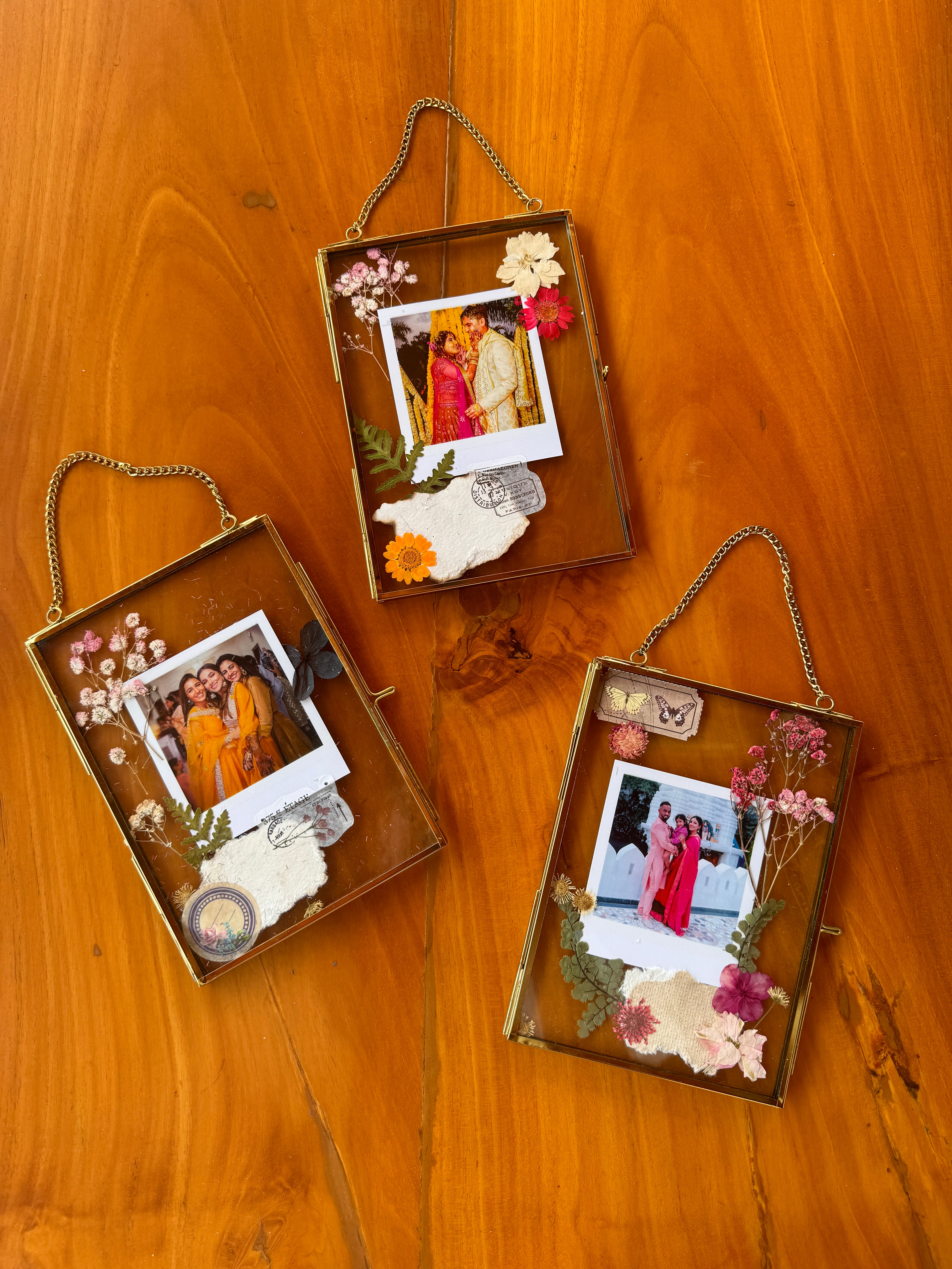 Set of 3 Pressed flower photo frame with photo