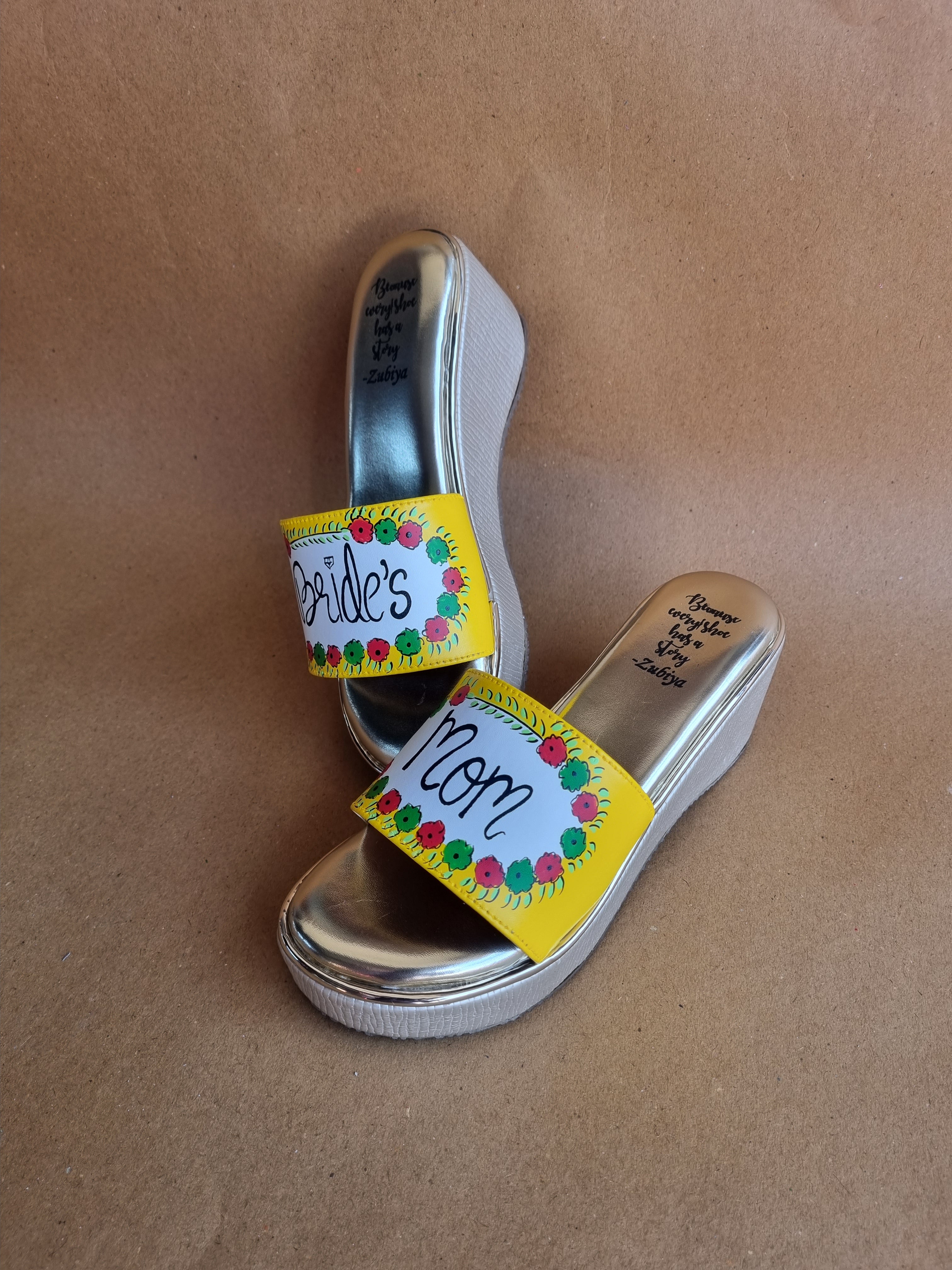 Brides mom 3 inch yellow golden wedges heels