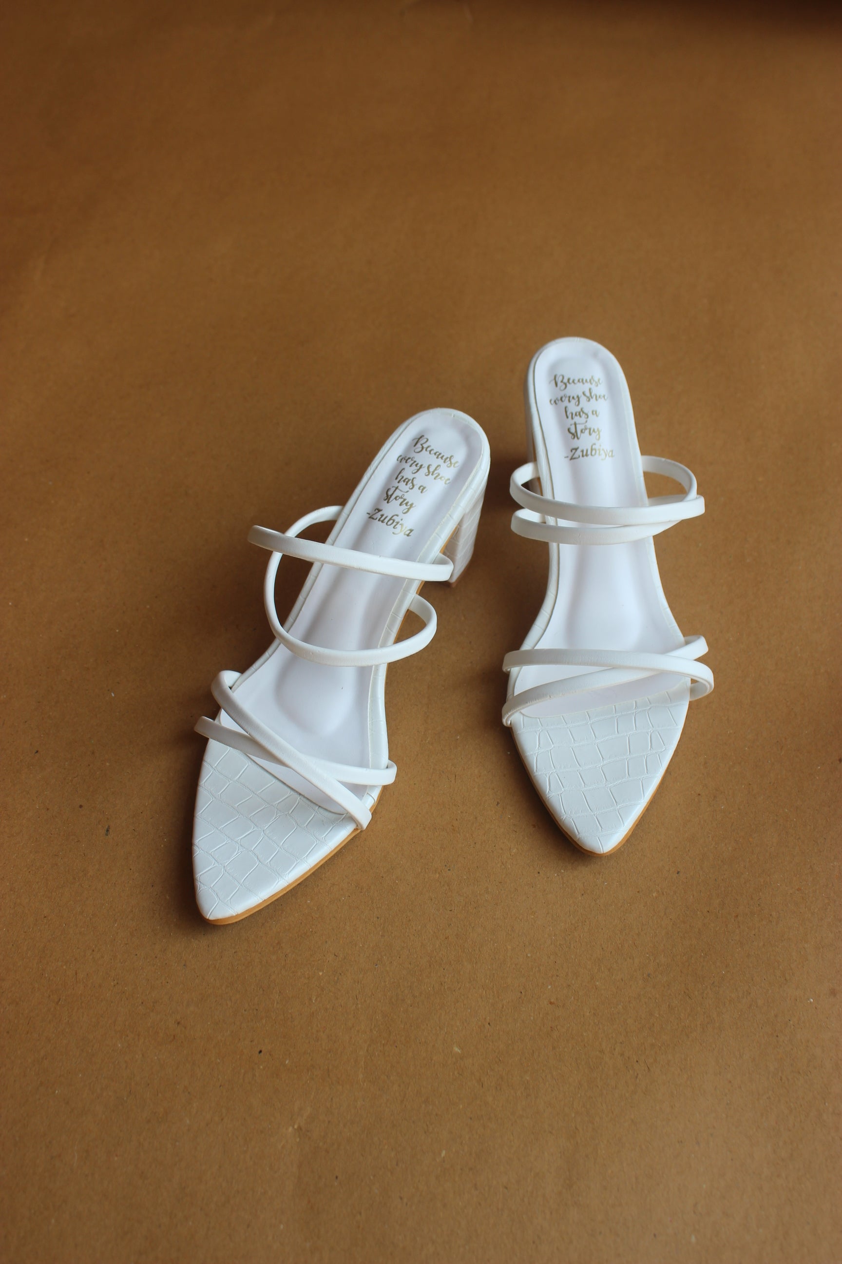White pointed strappy heel
