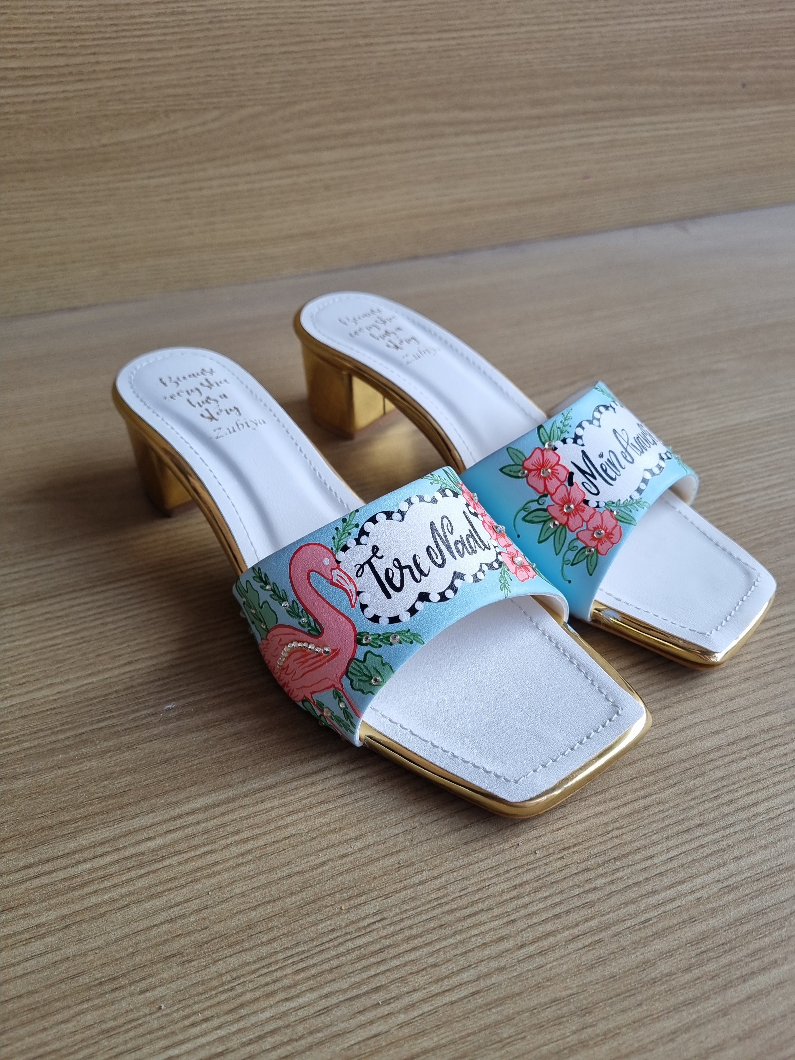 Chalk blue flamingo heels