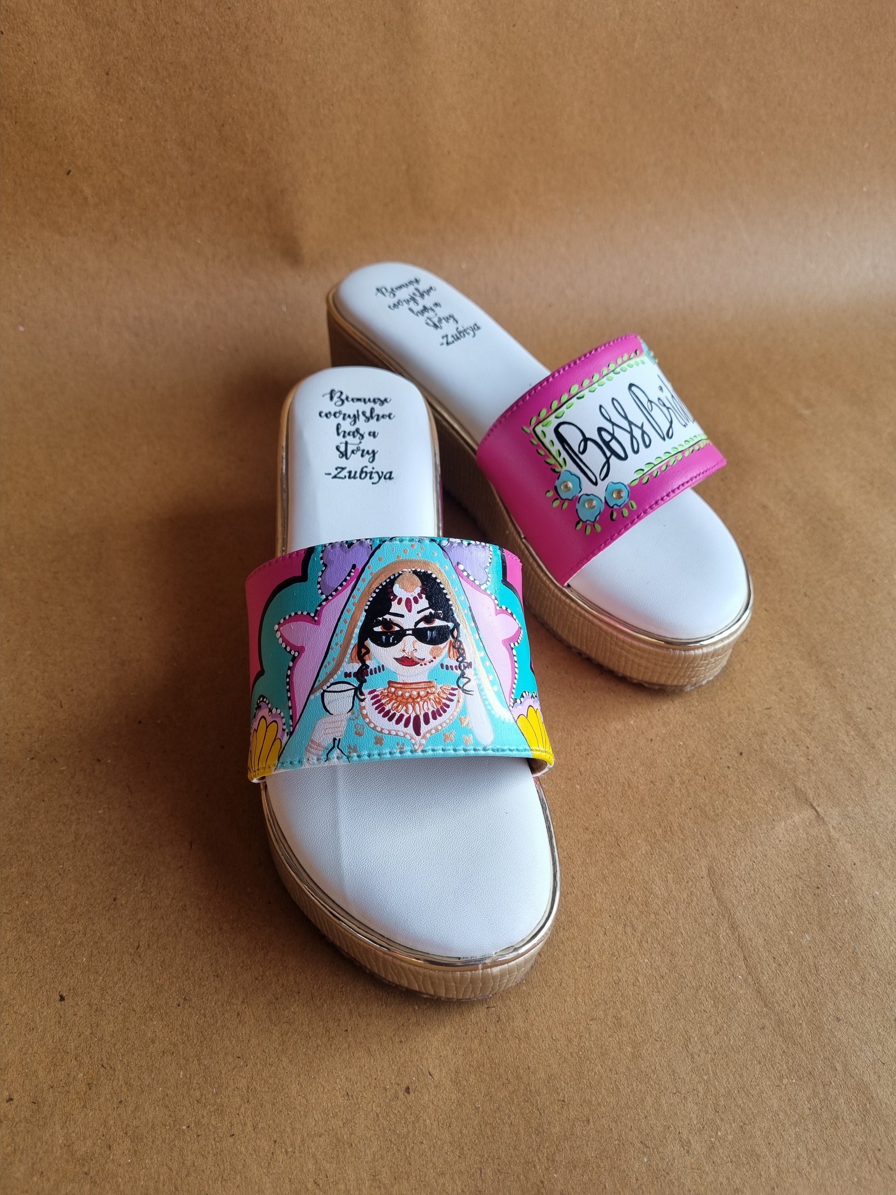 3 inch hot pink golden wedges swag dulhan heels