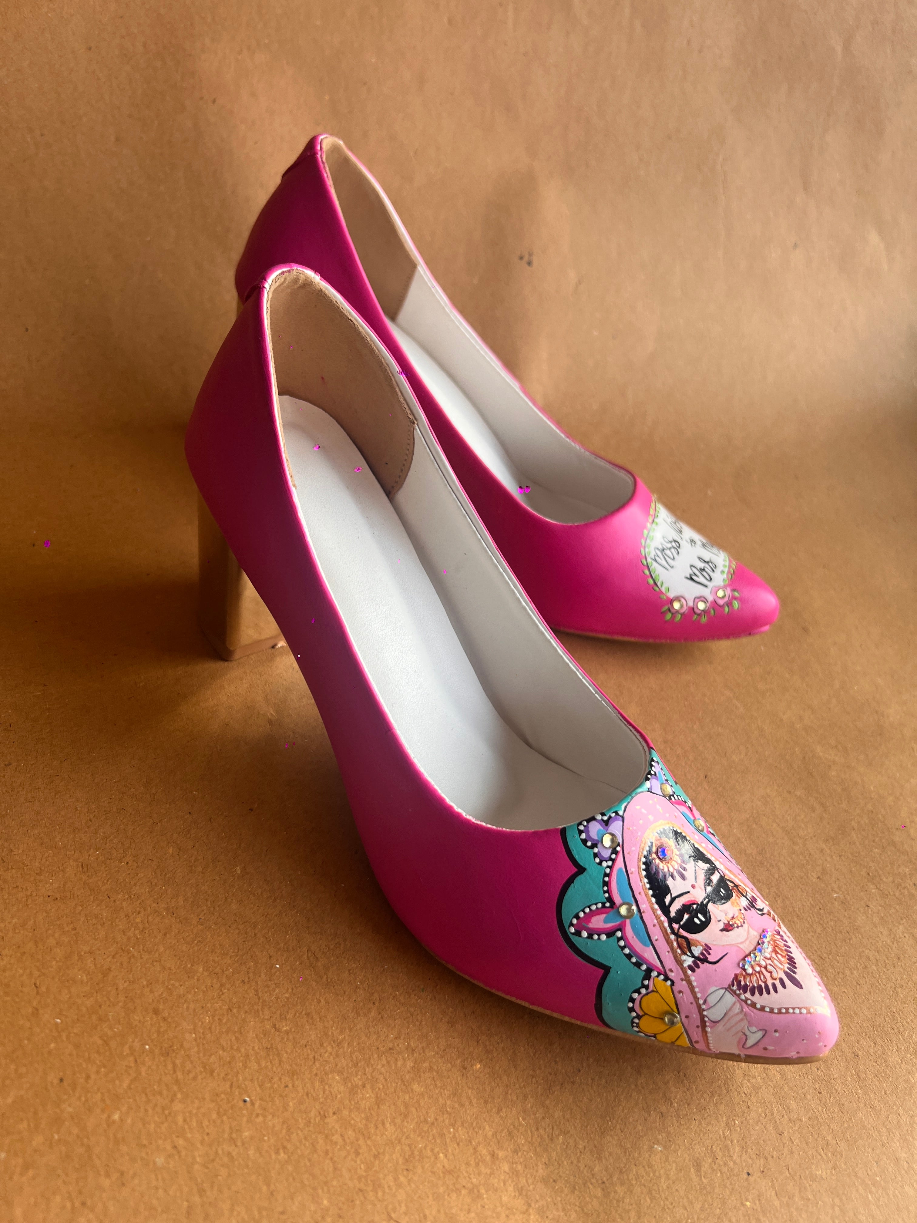 Hot pink Swag dulhan 3.5 inch block pumps
