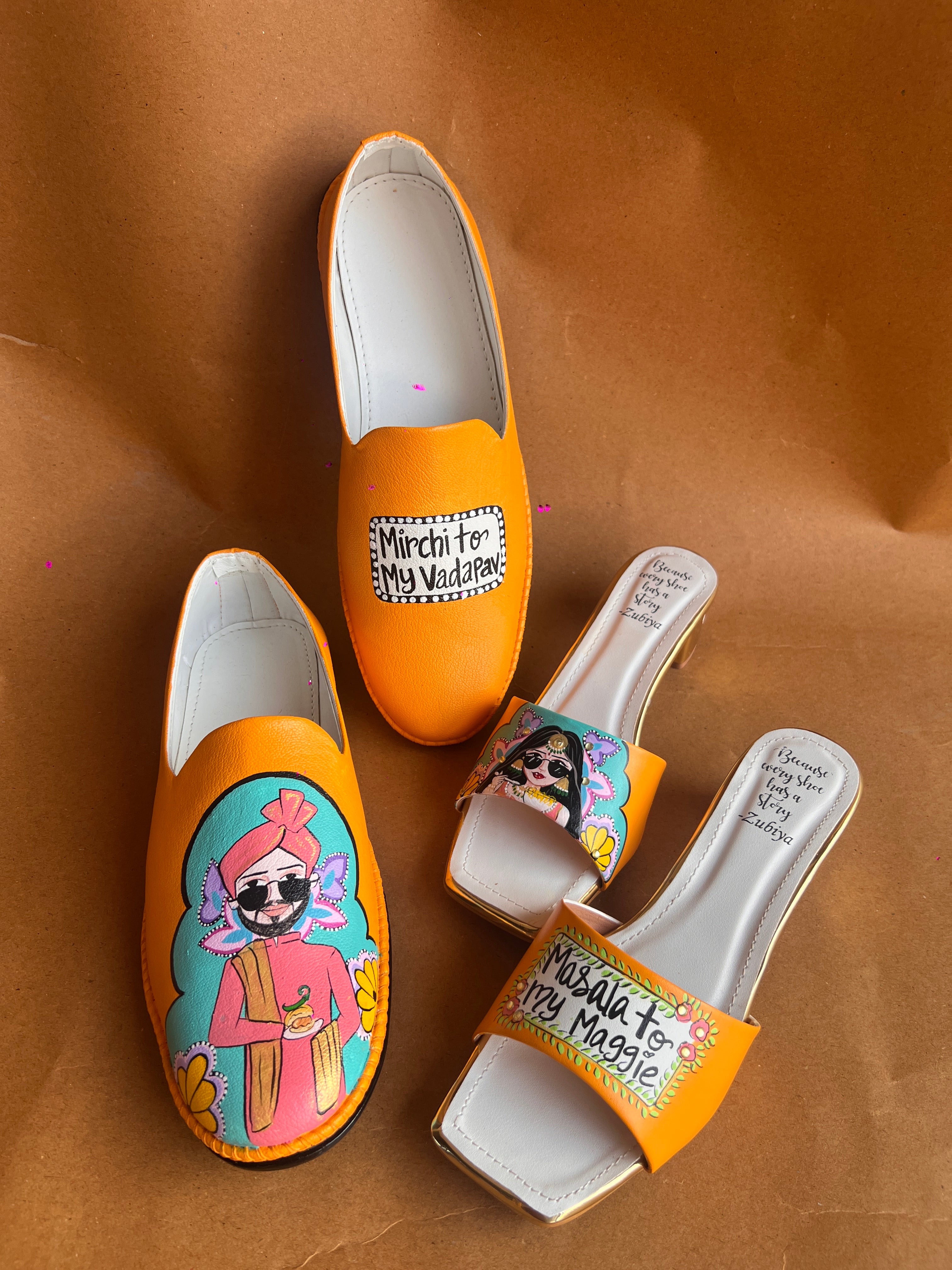 Orangish Yellow filmy swag couple combo