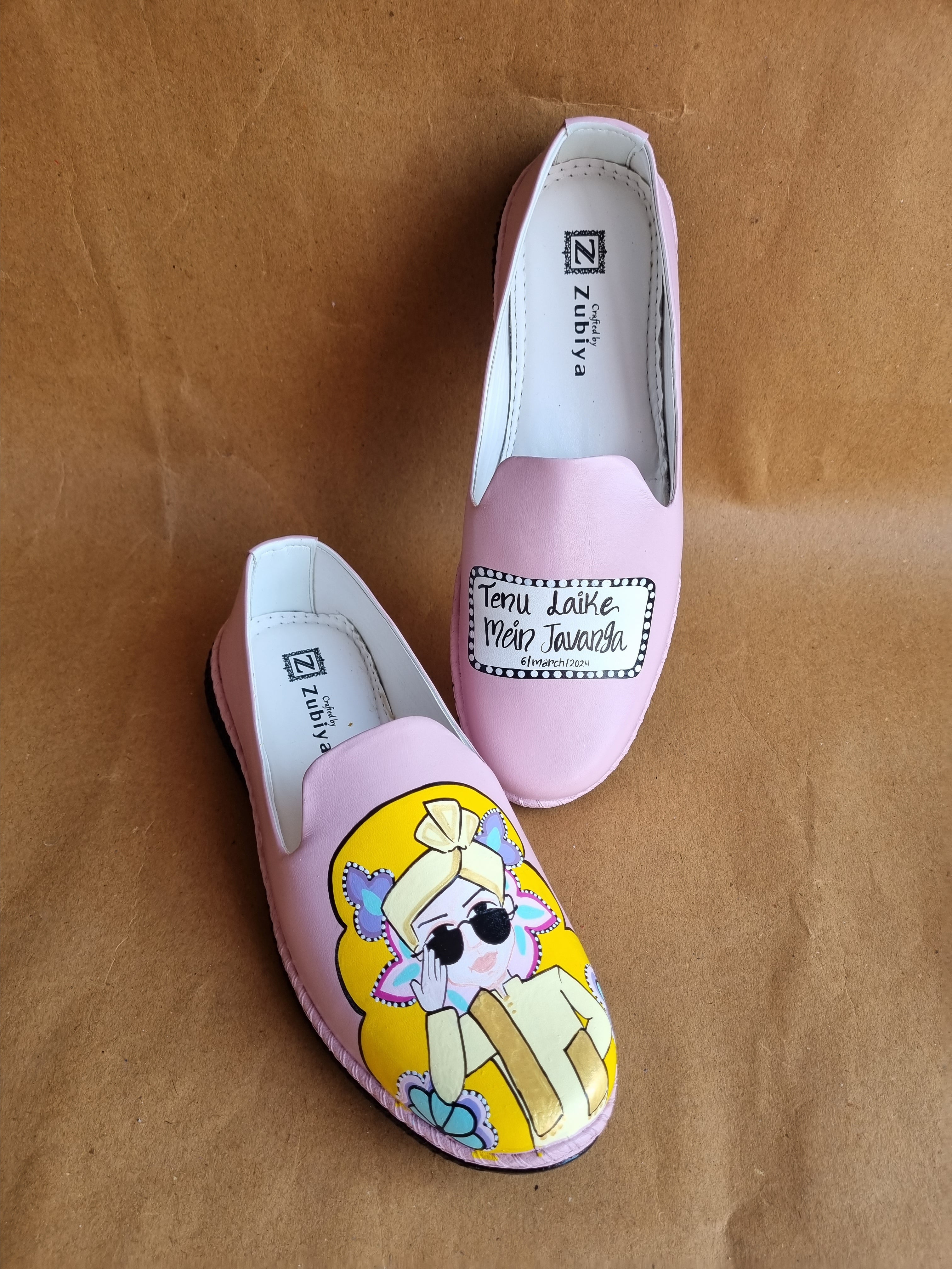 Pastel pink dulha mojris