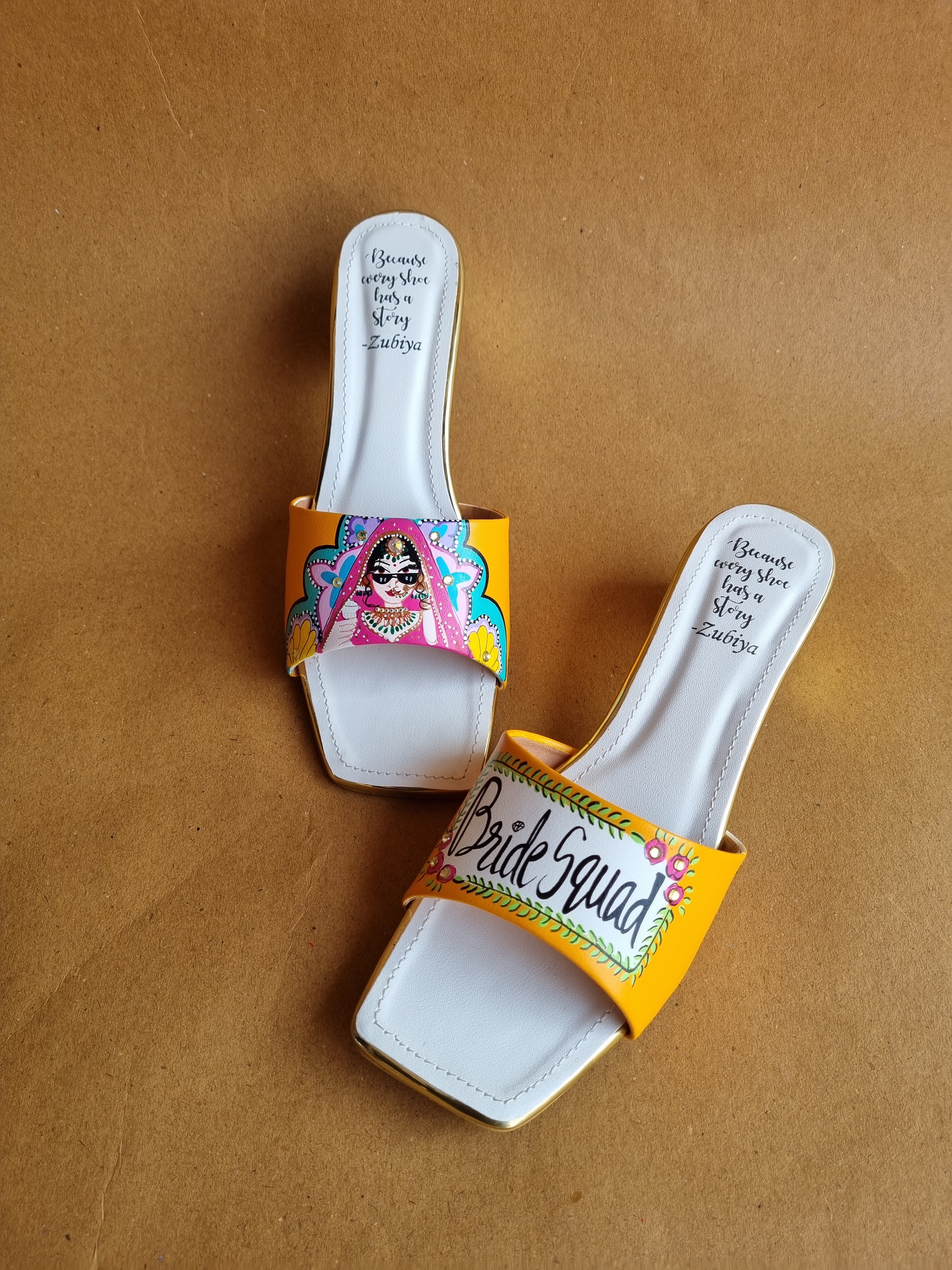 Orangish yellow Bride squad Artwork Heels