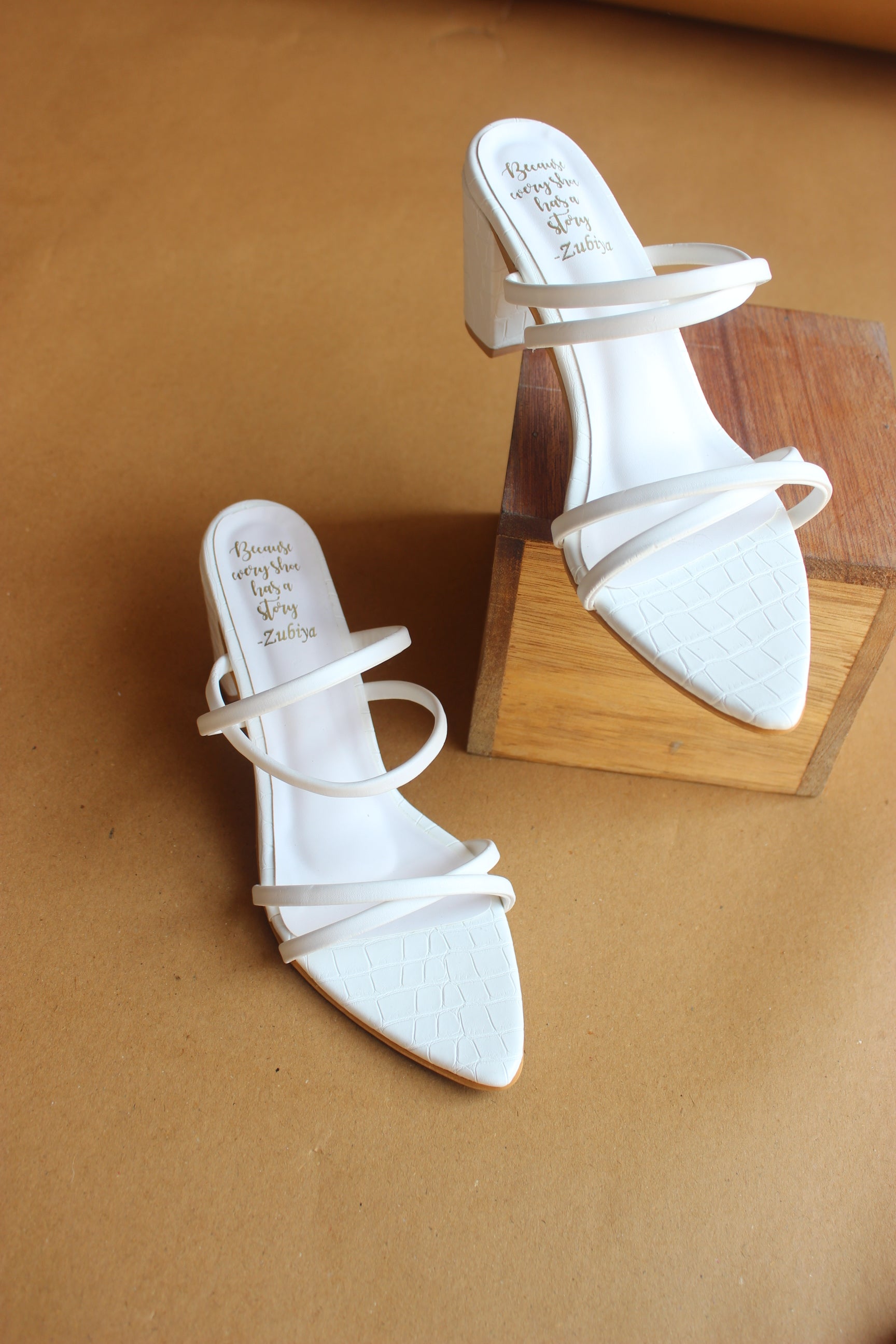 White pointed strappy heel