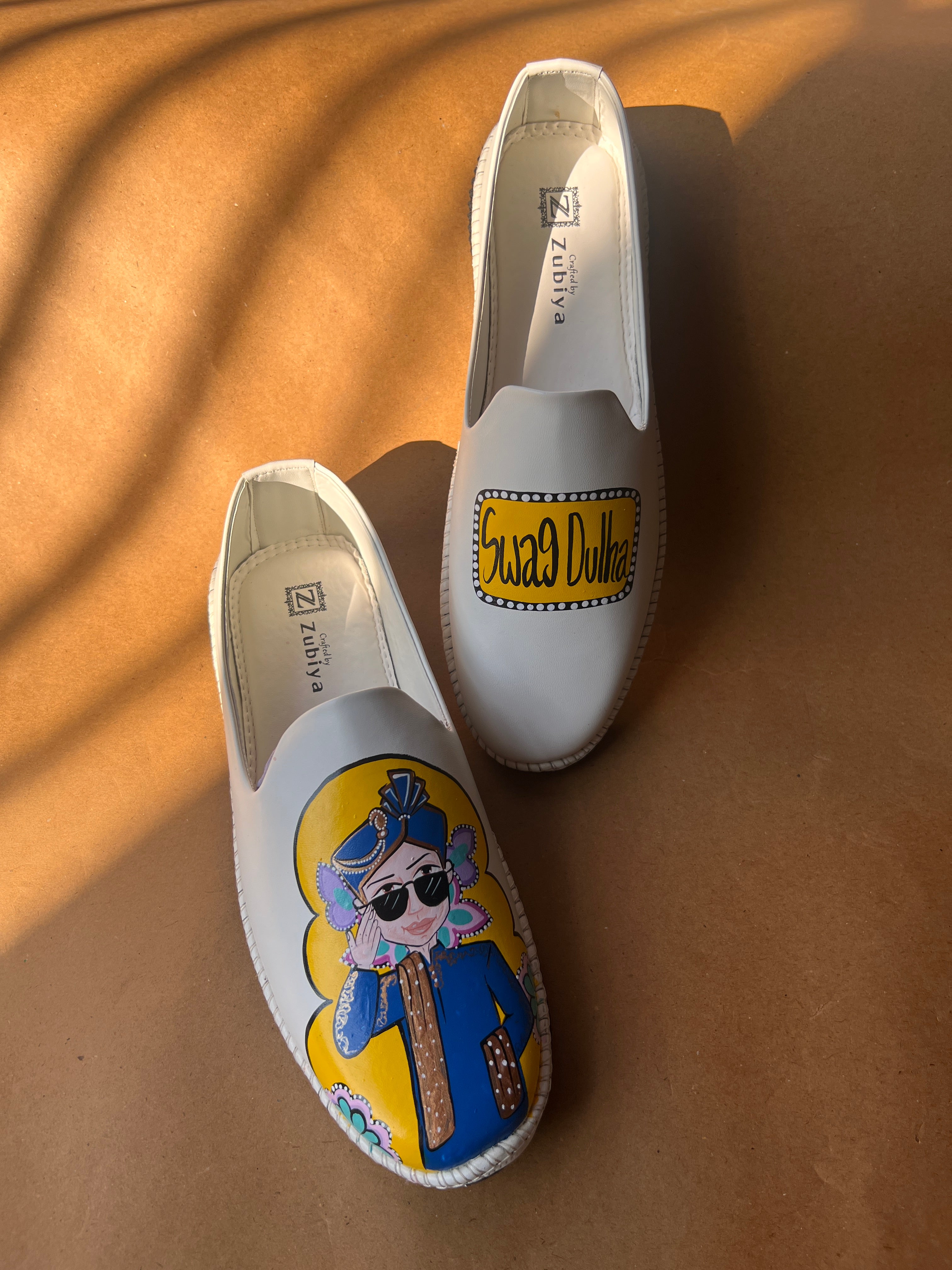 White-bright blue swag dulha  mojirs