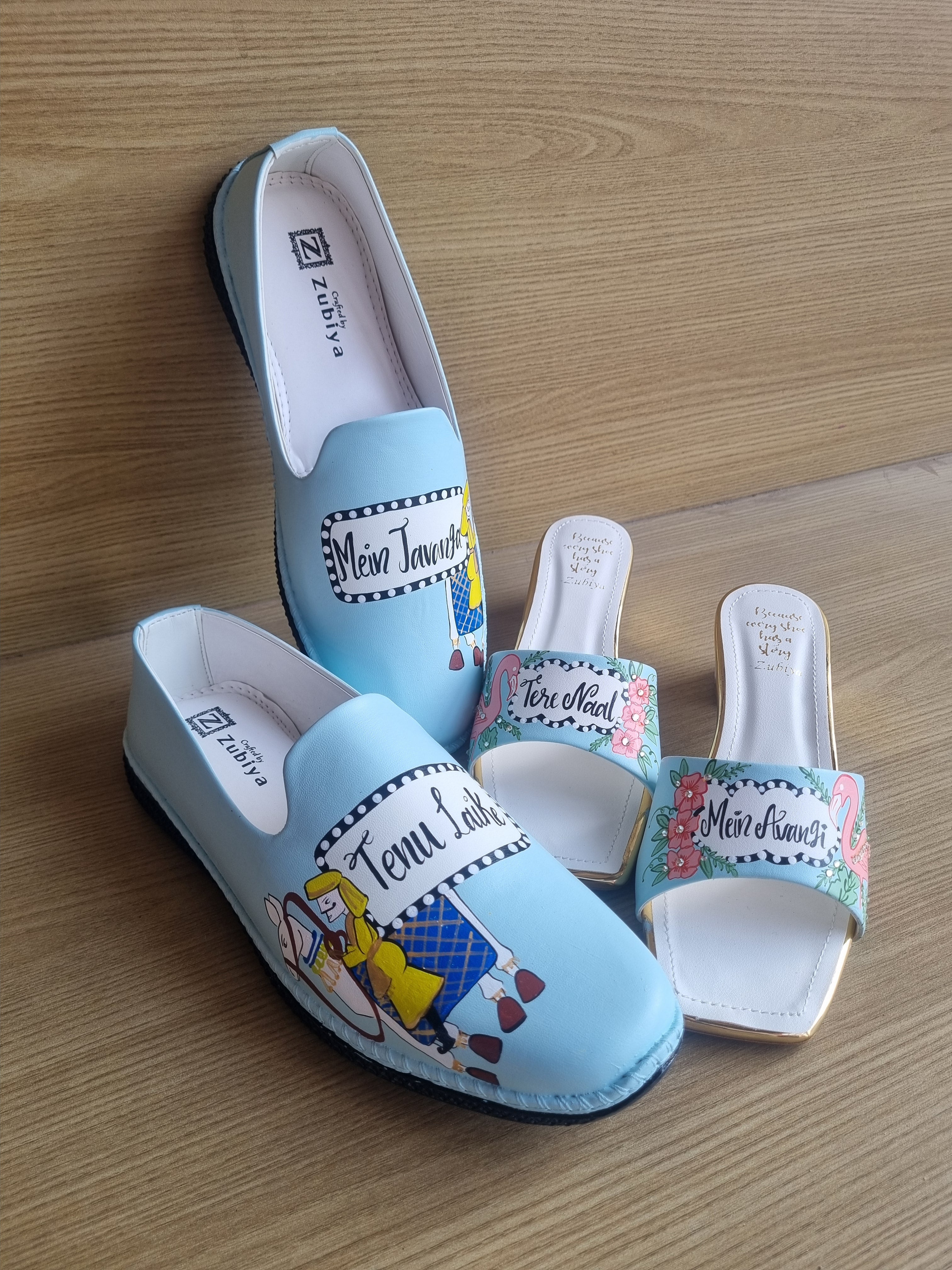 Chalk blue swag-flamingo couple combo