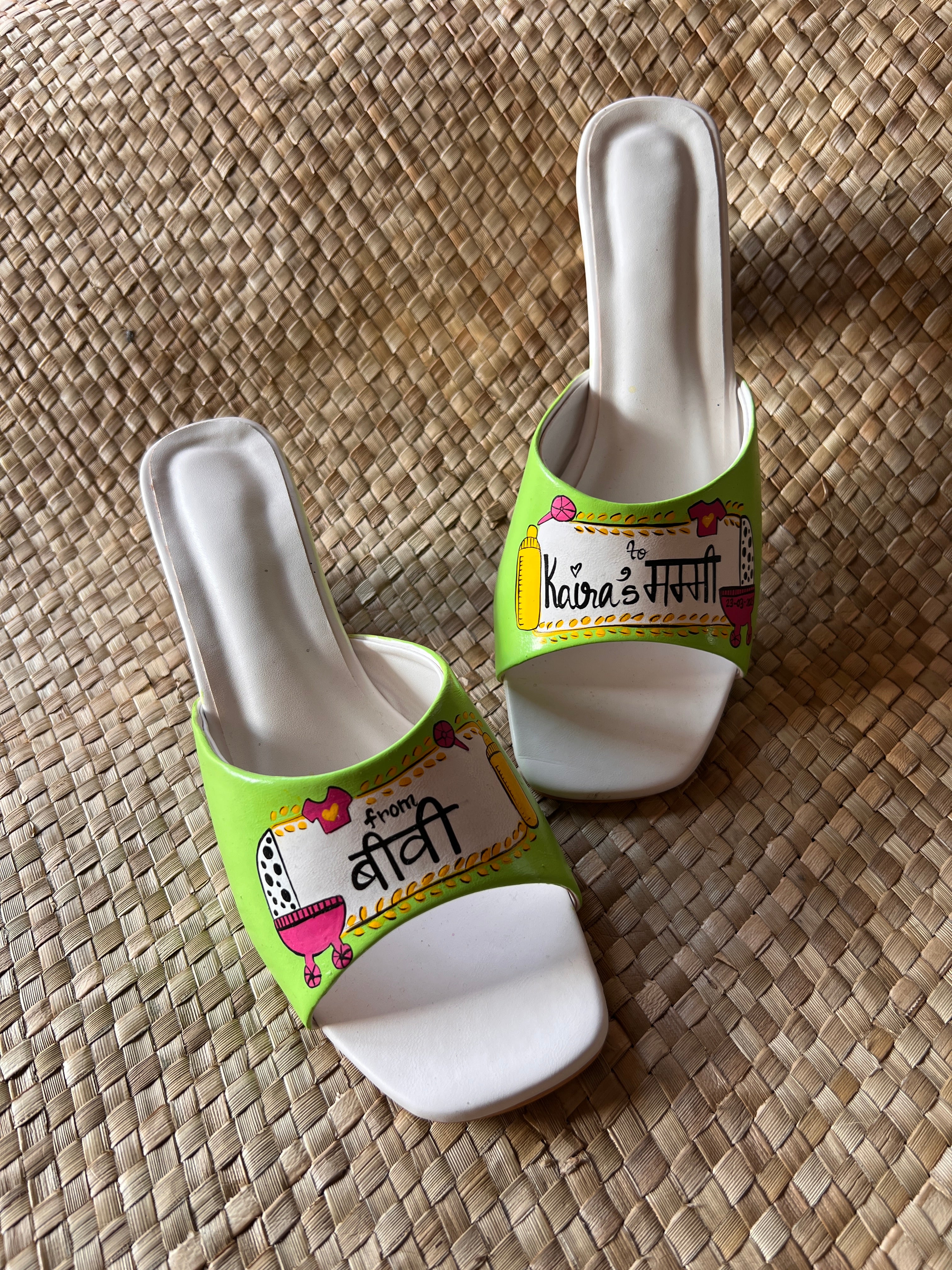 Mom to be neon green heels