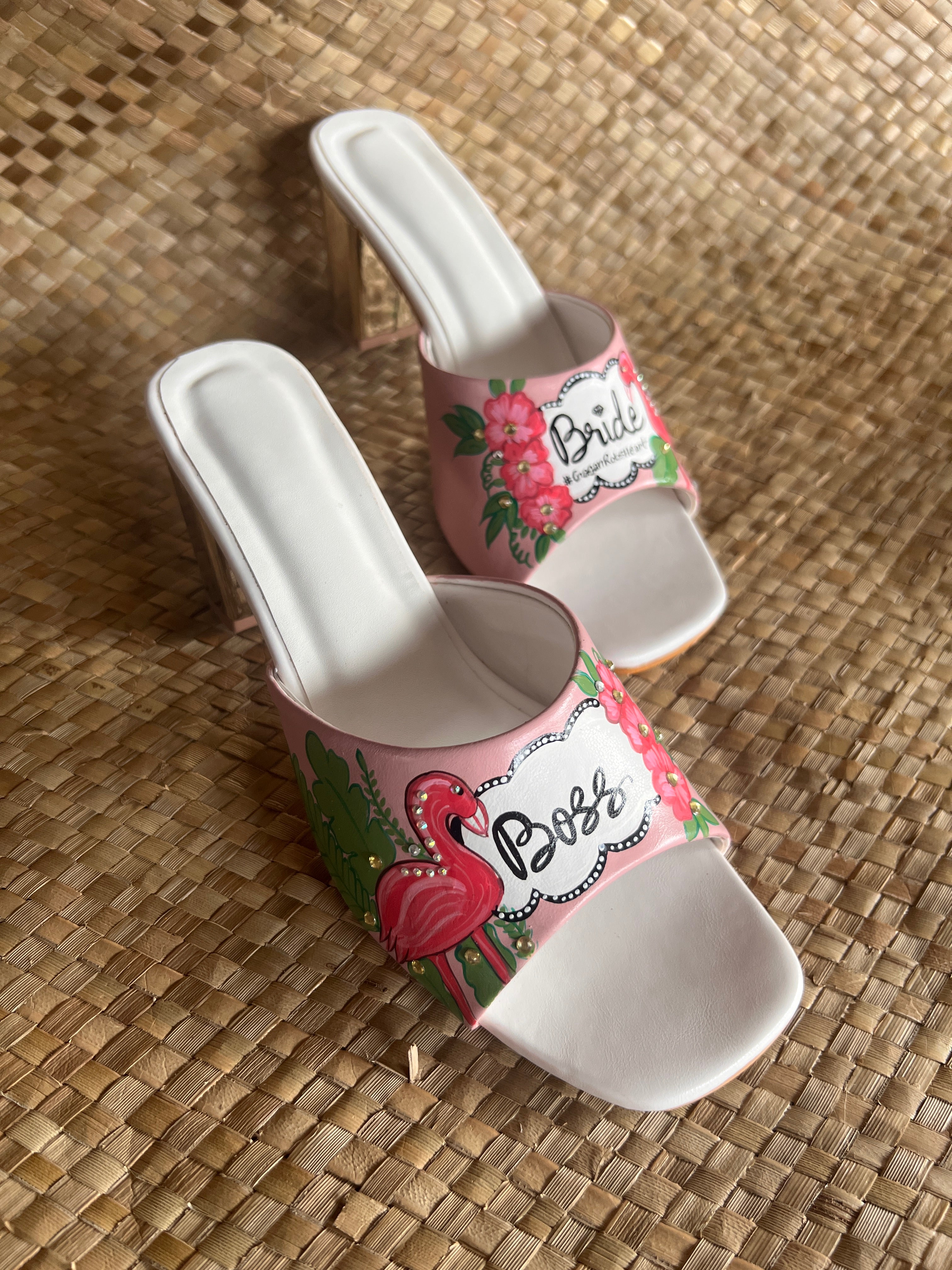 Flamingo dusky pink 3 inch sq. Toe heel