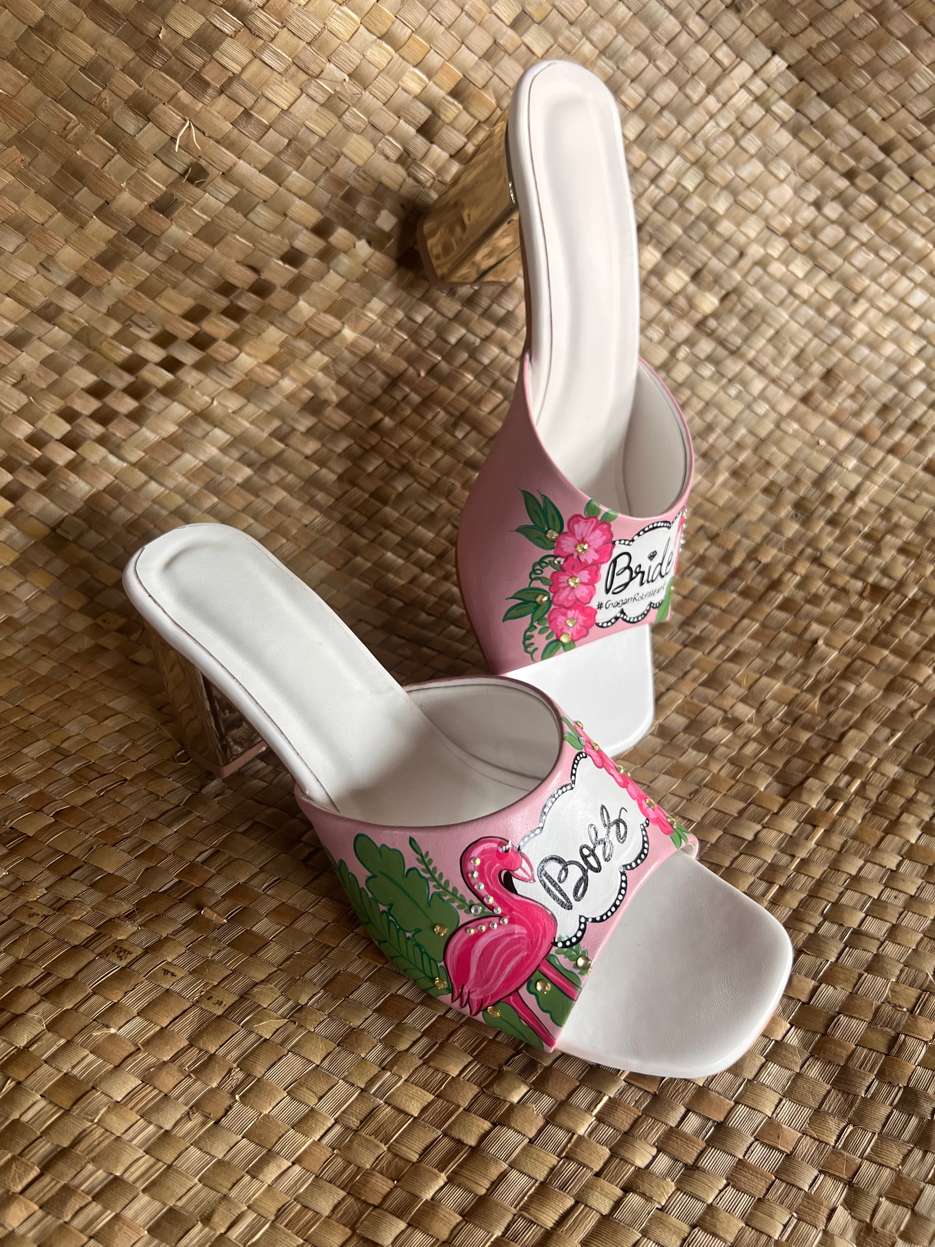 Flamingo dusky pink 3 inch sq. Toe heel
