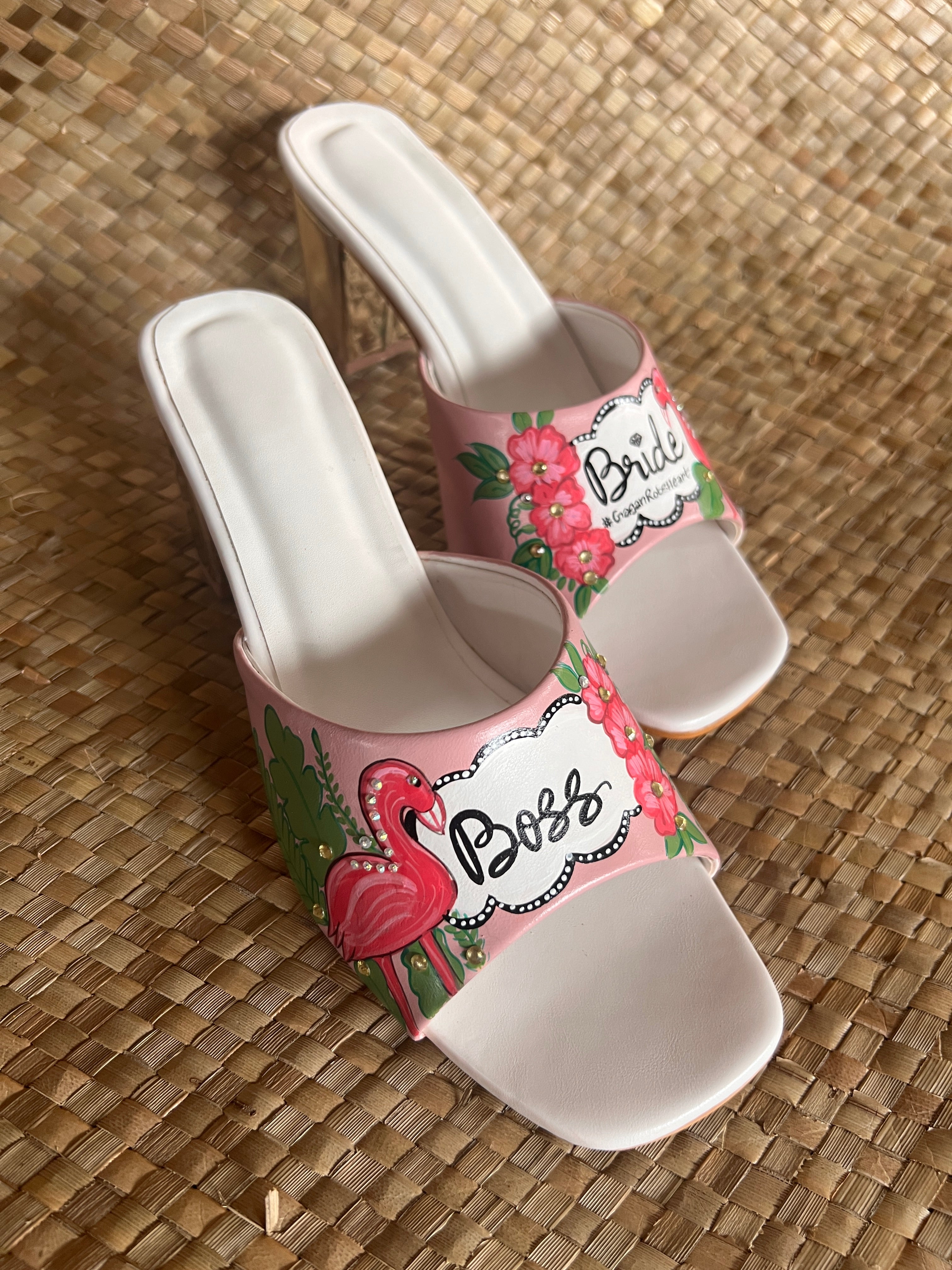 Flamingo dusky pink 3 inch sq. Toe heel