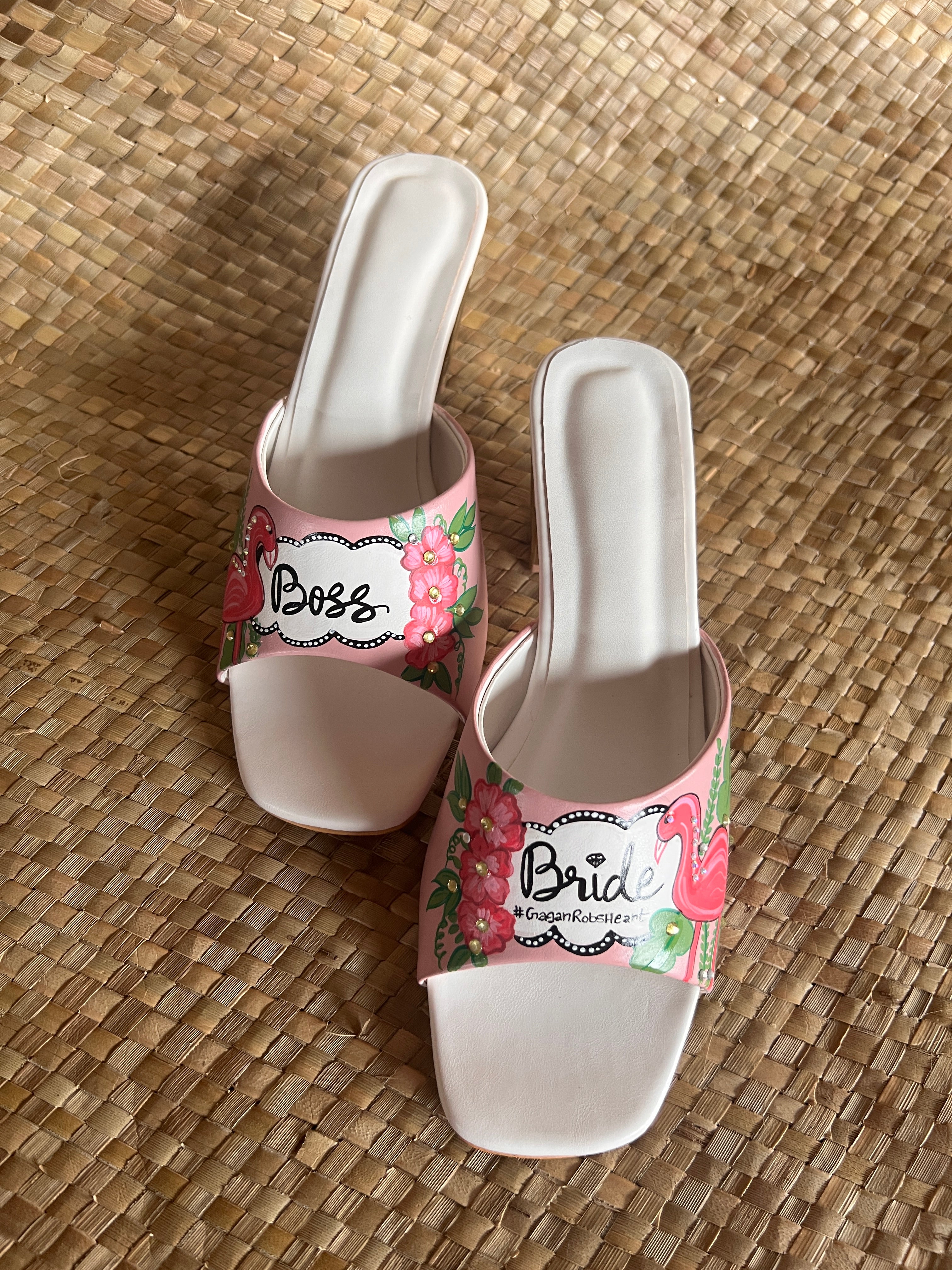 Flamingo dusky pink 3 inch sq. Toe heel