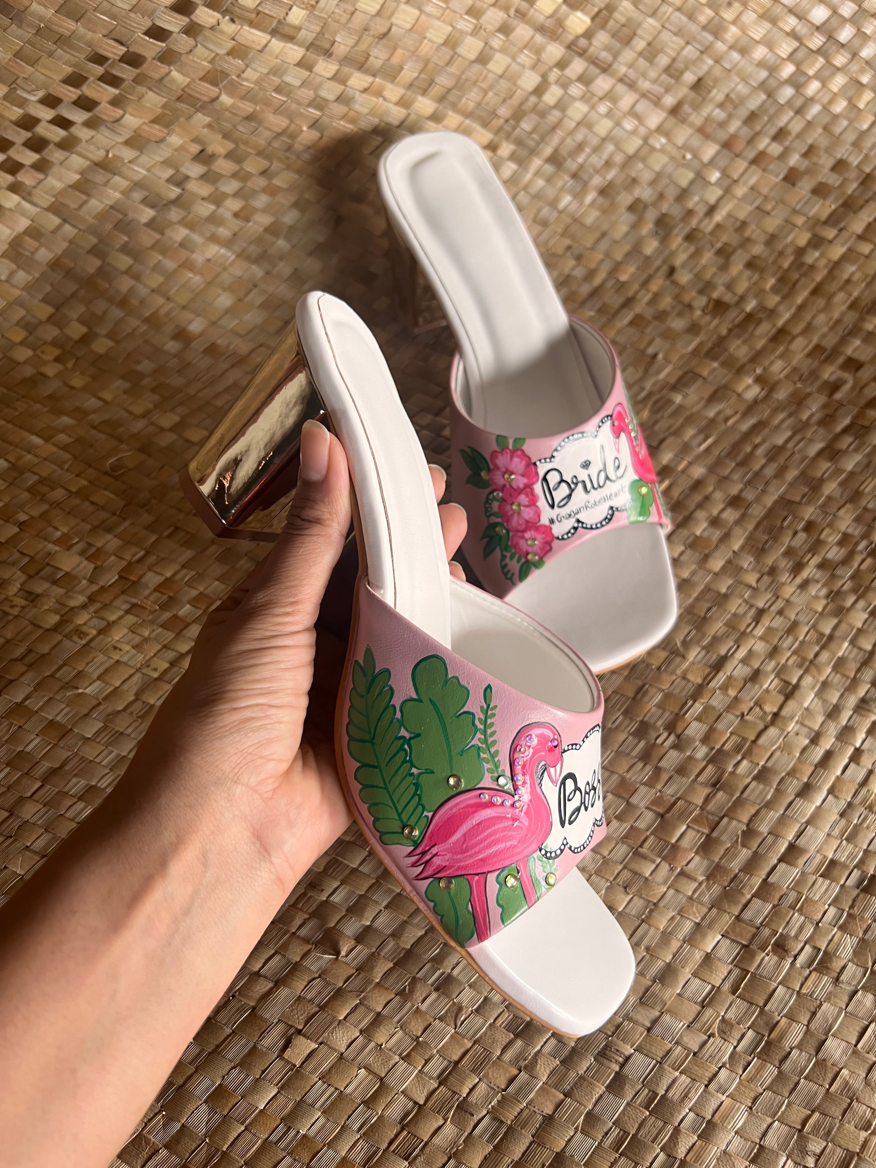 Flamingo dusky pink 3 inch sq. Toe heel