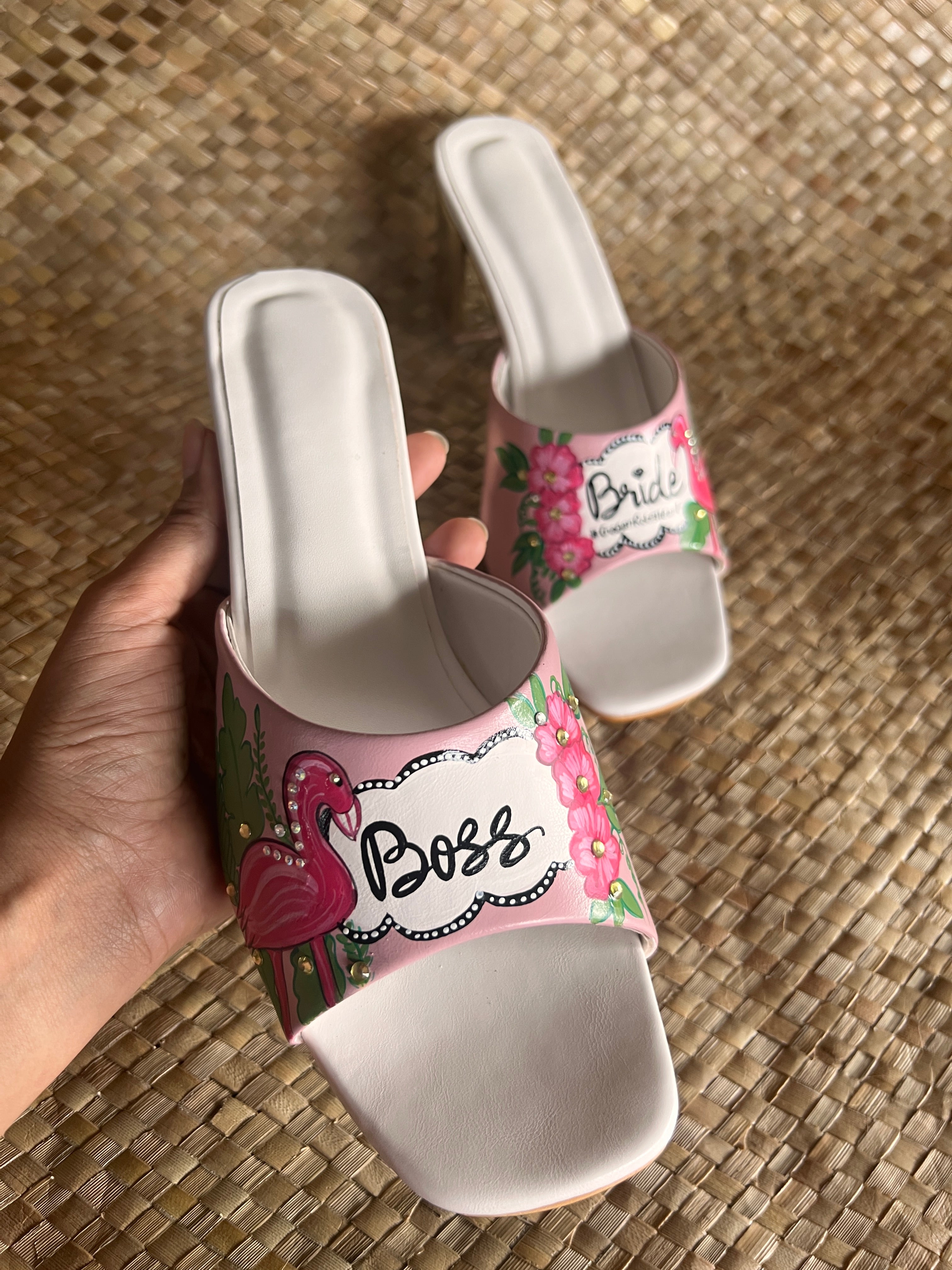 Flamingo dusky pink 3 inch sq. Toe heel