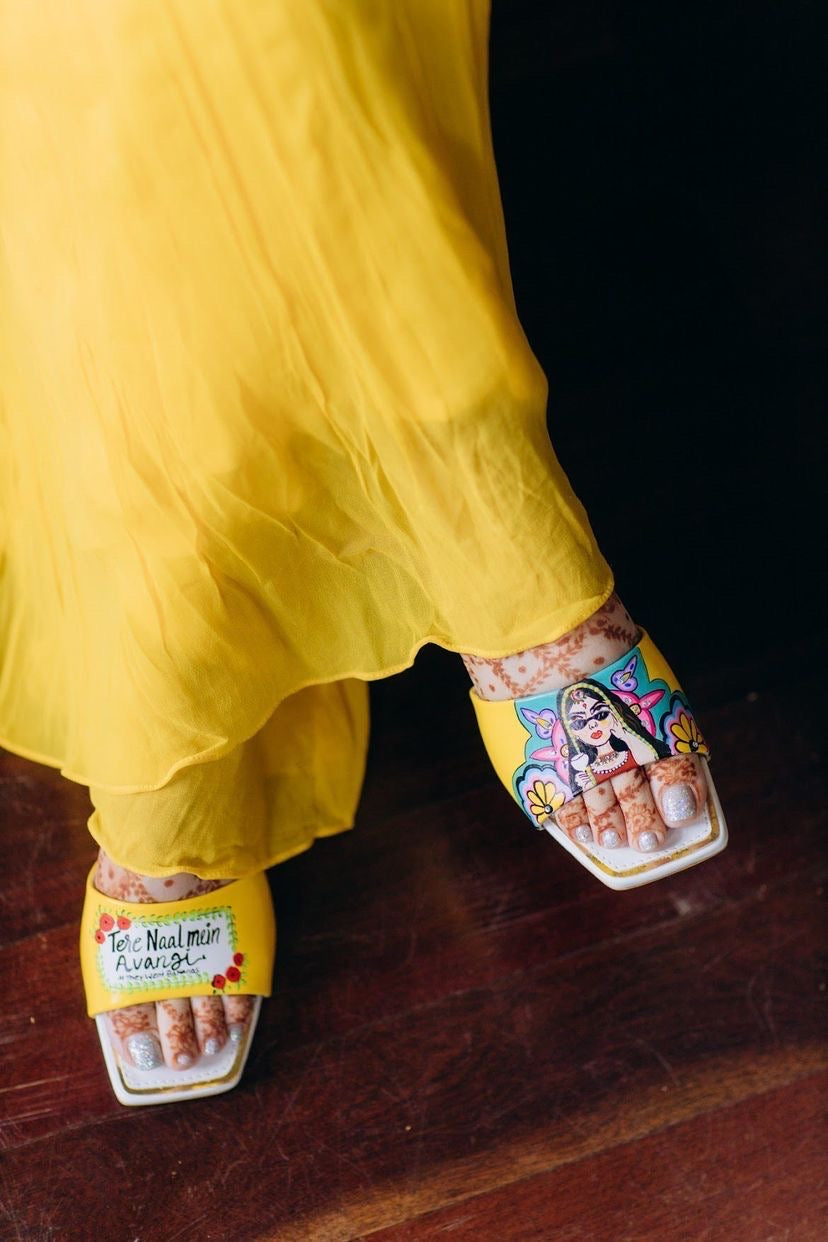 Yellow- Swag Dulhan Artwork Heels