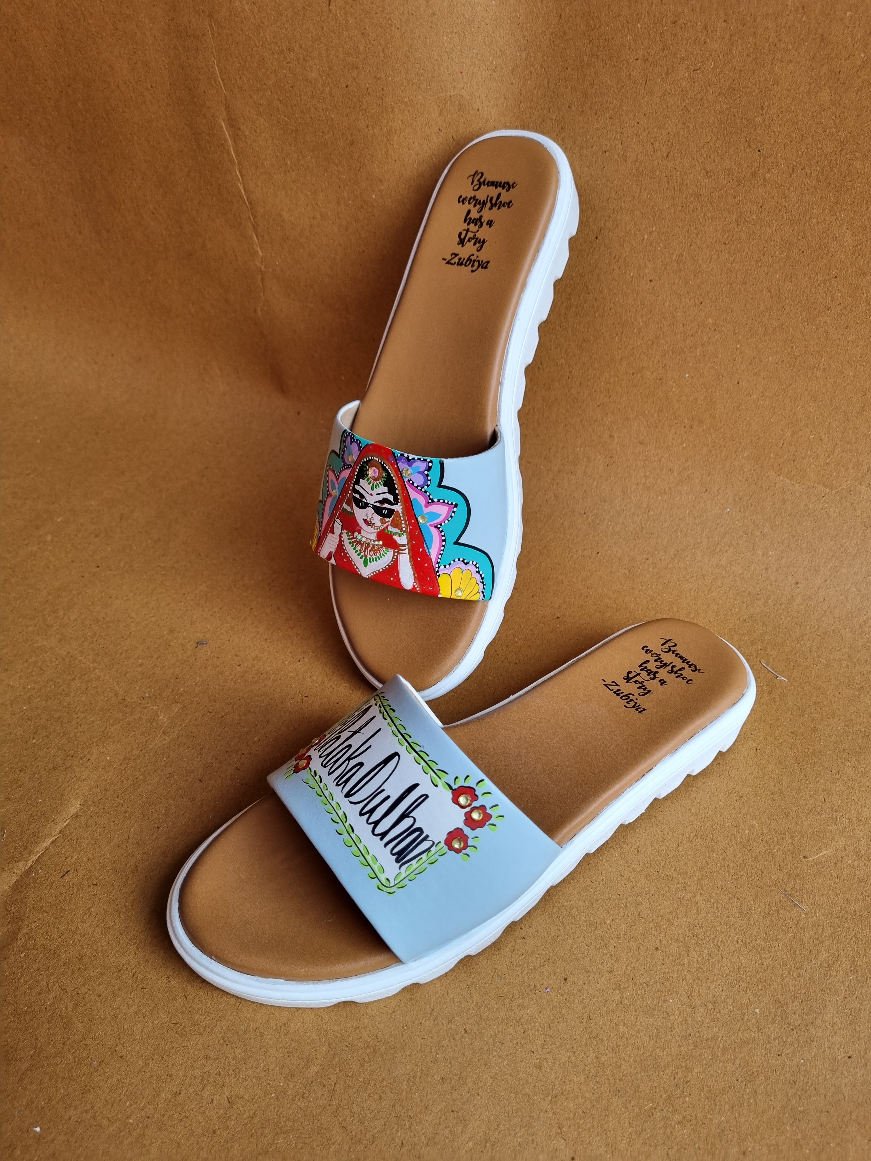Powder blue white sole swag dulhan slides