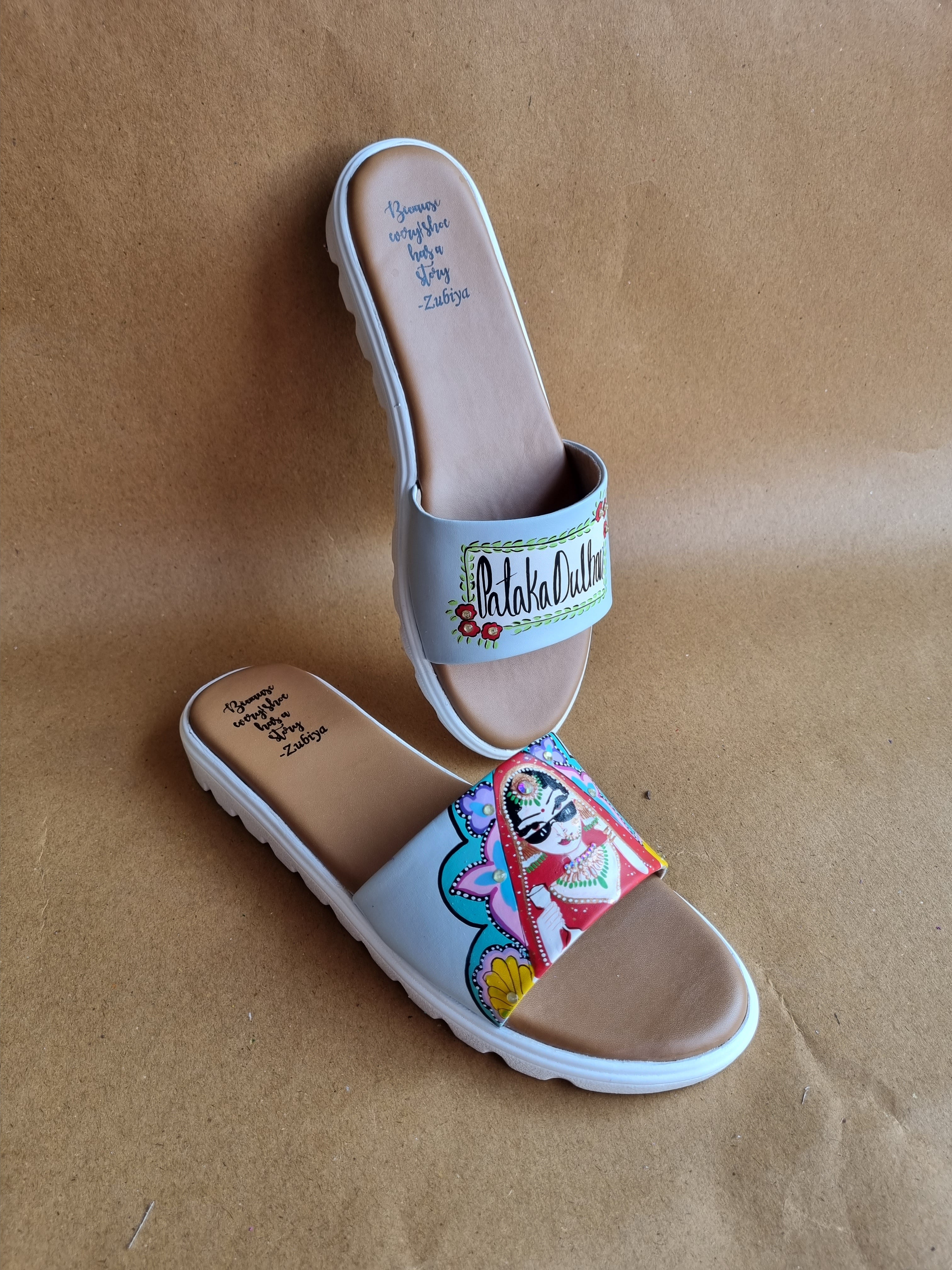 Powder blue white sole swag dulhan slides