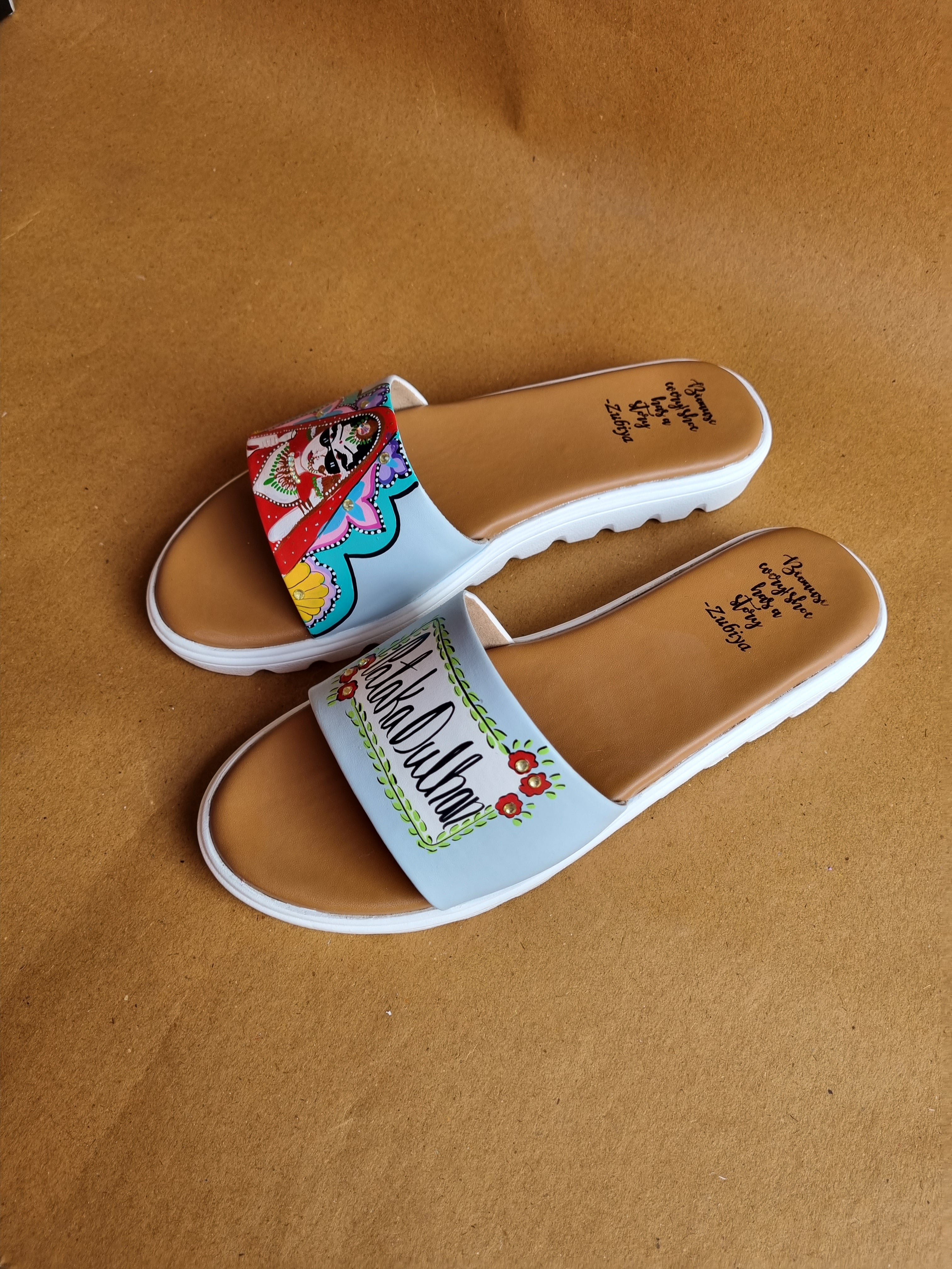 Powder blue white sole swag dulhan slides