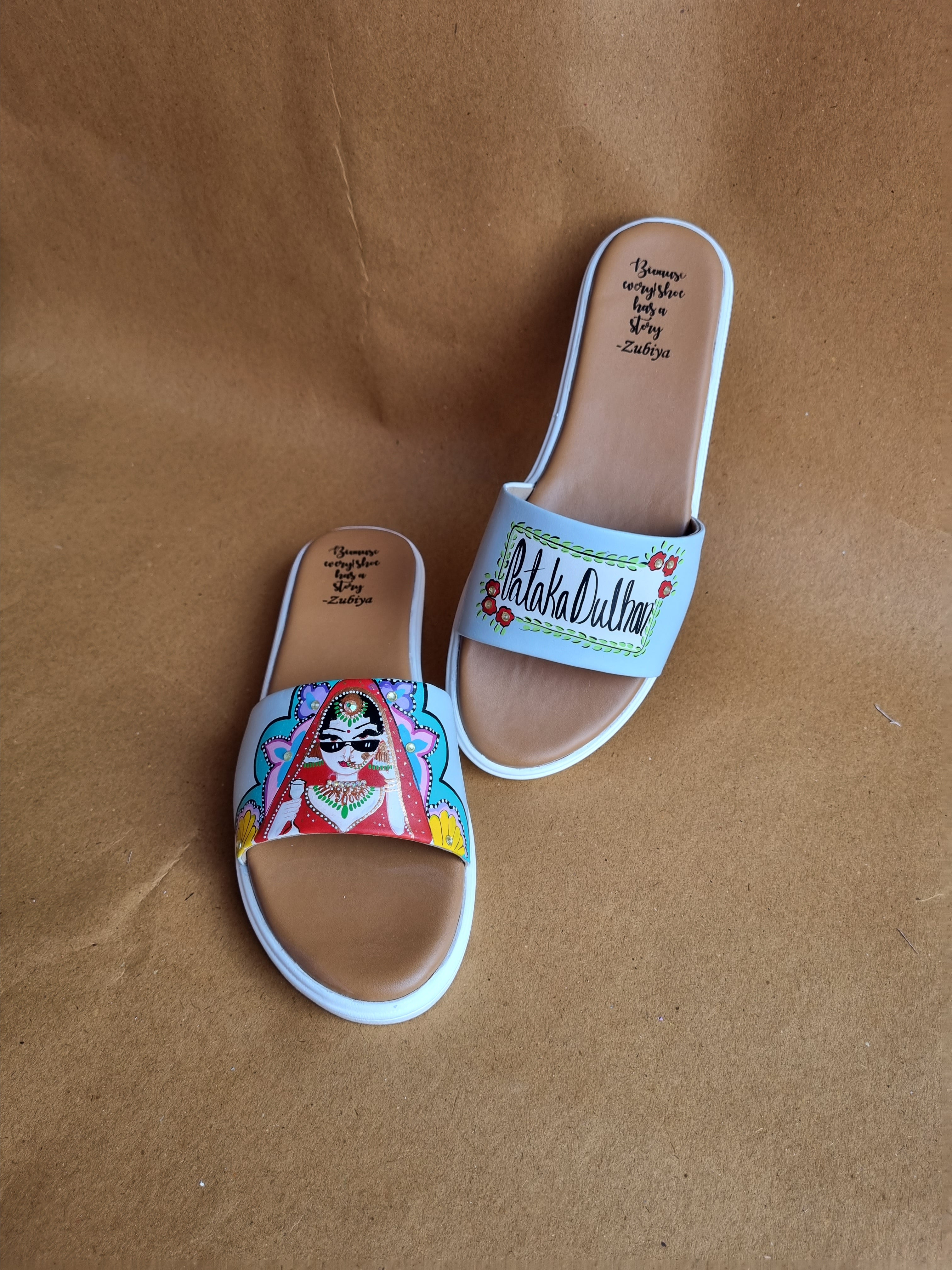 Powder blue white sole swag dulhan slides