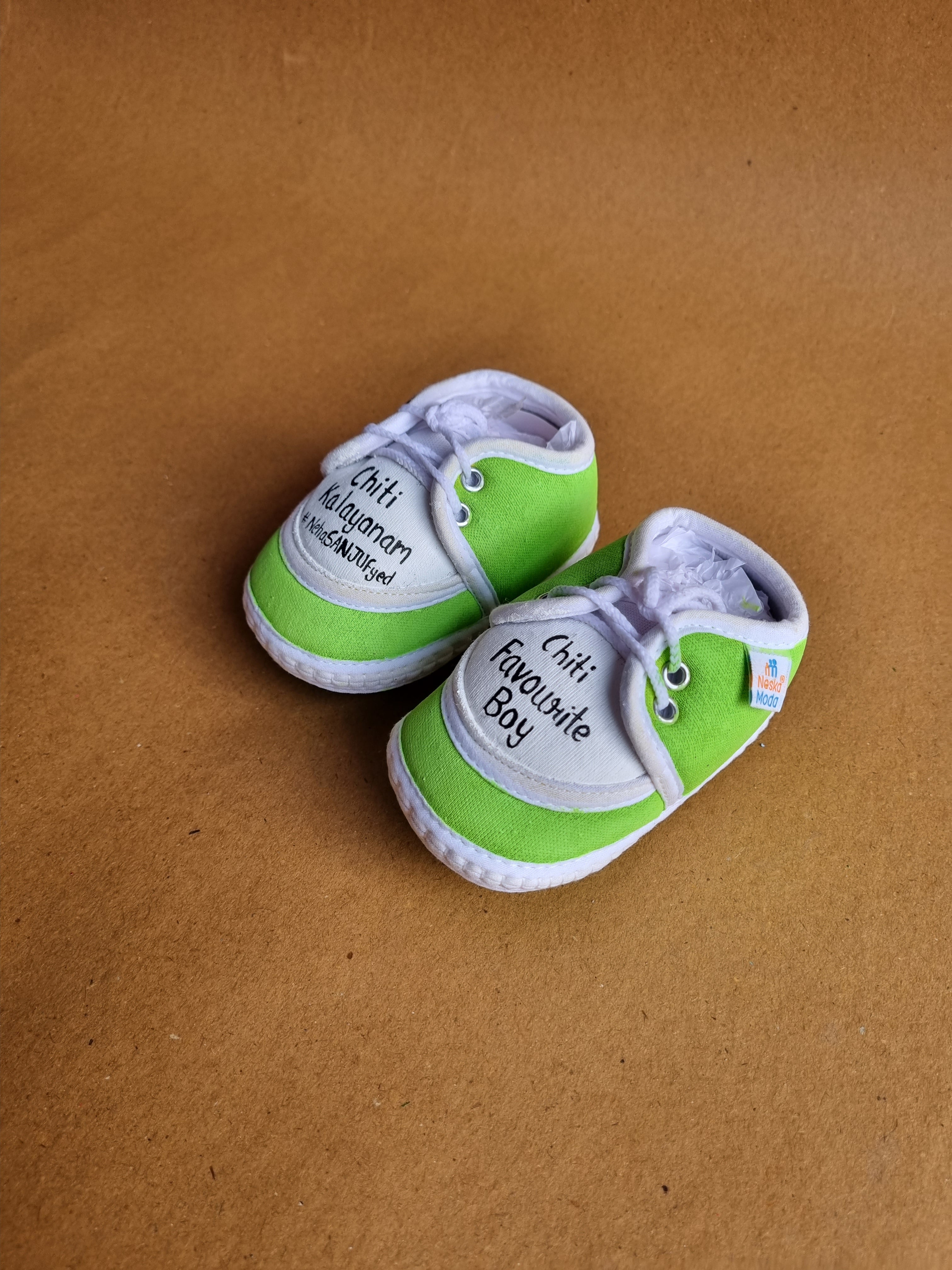 Lime green New born 6-12 months baby custom booties
