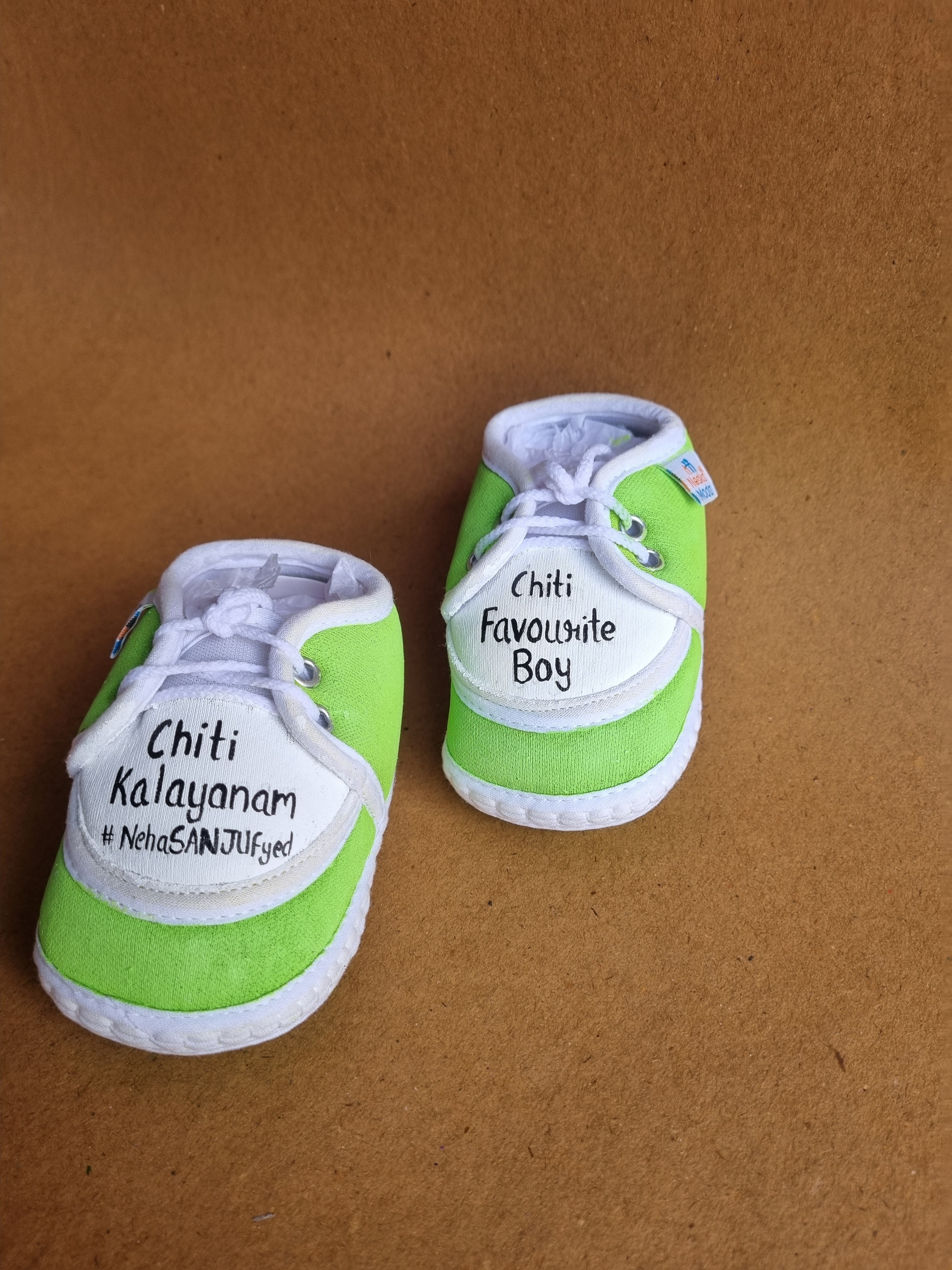 Lime green New born 6-12 months baby custom booties