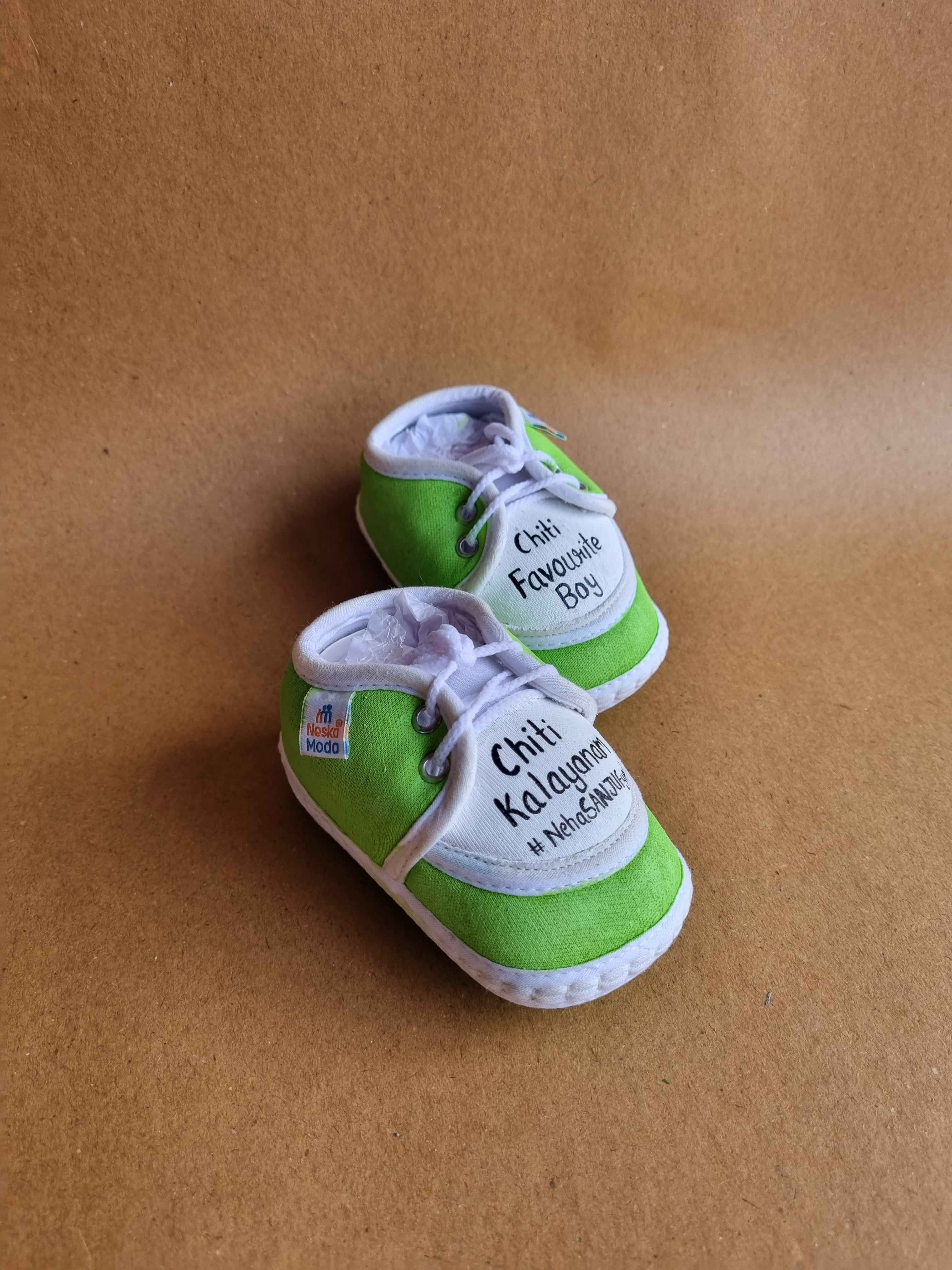 Lime green New born 6-12 months baby custom booties