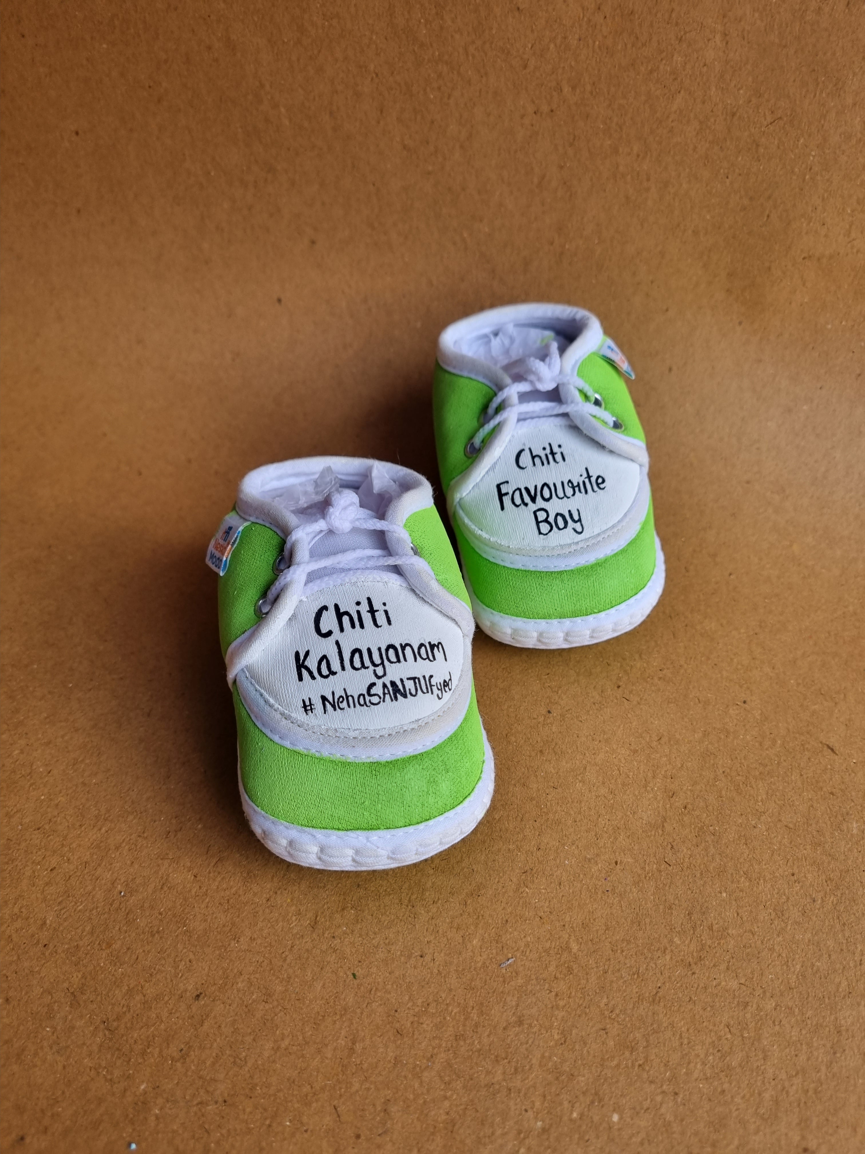 Lime green New born 6-12 months baby custom booties