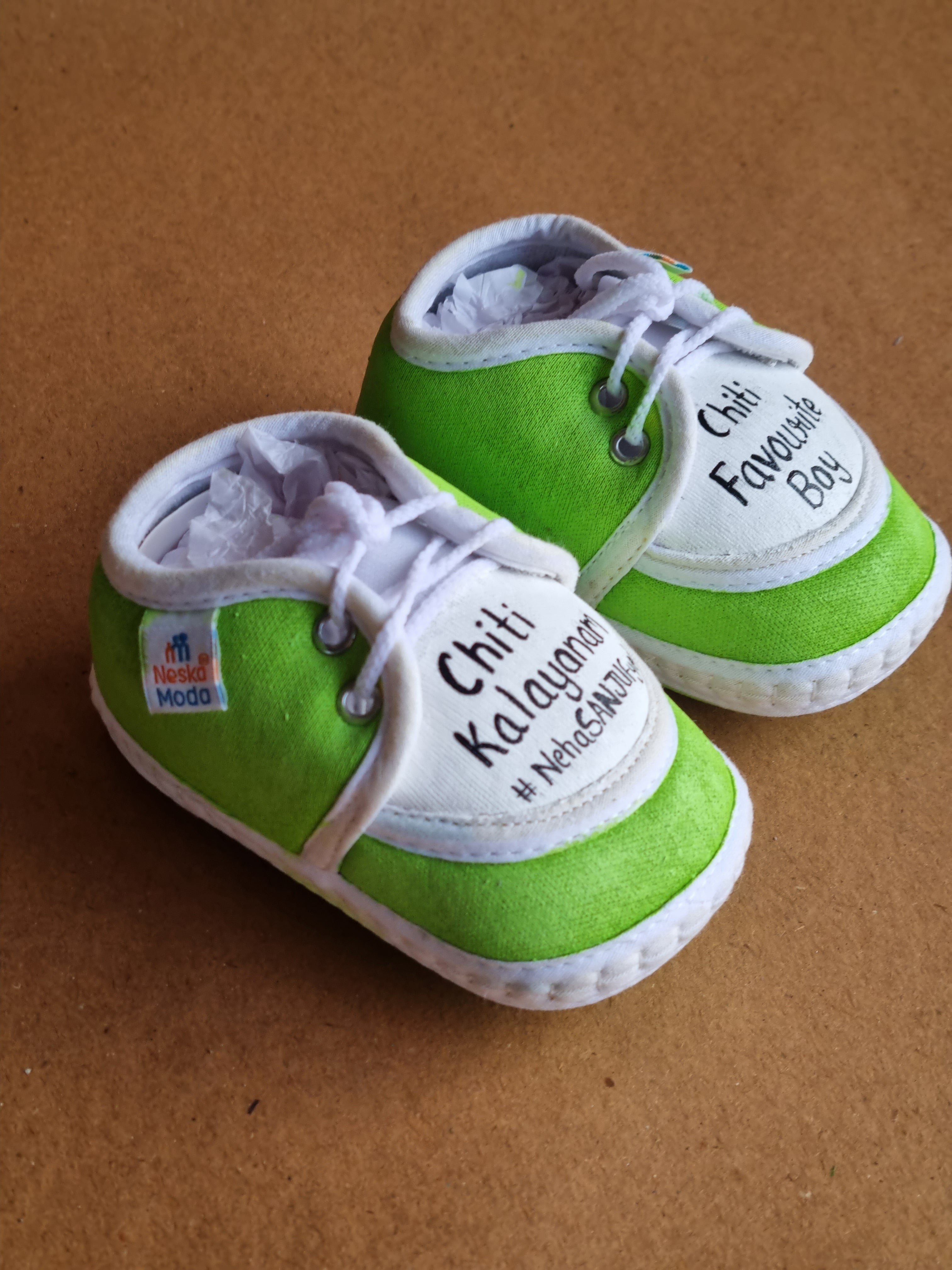 Lime green New born 6-12 months baby custom booties