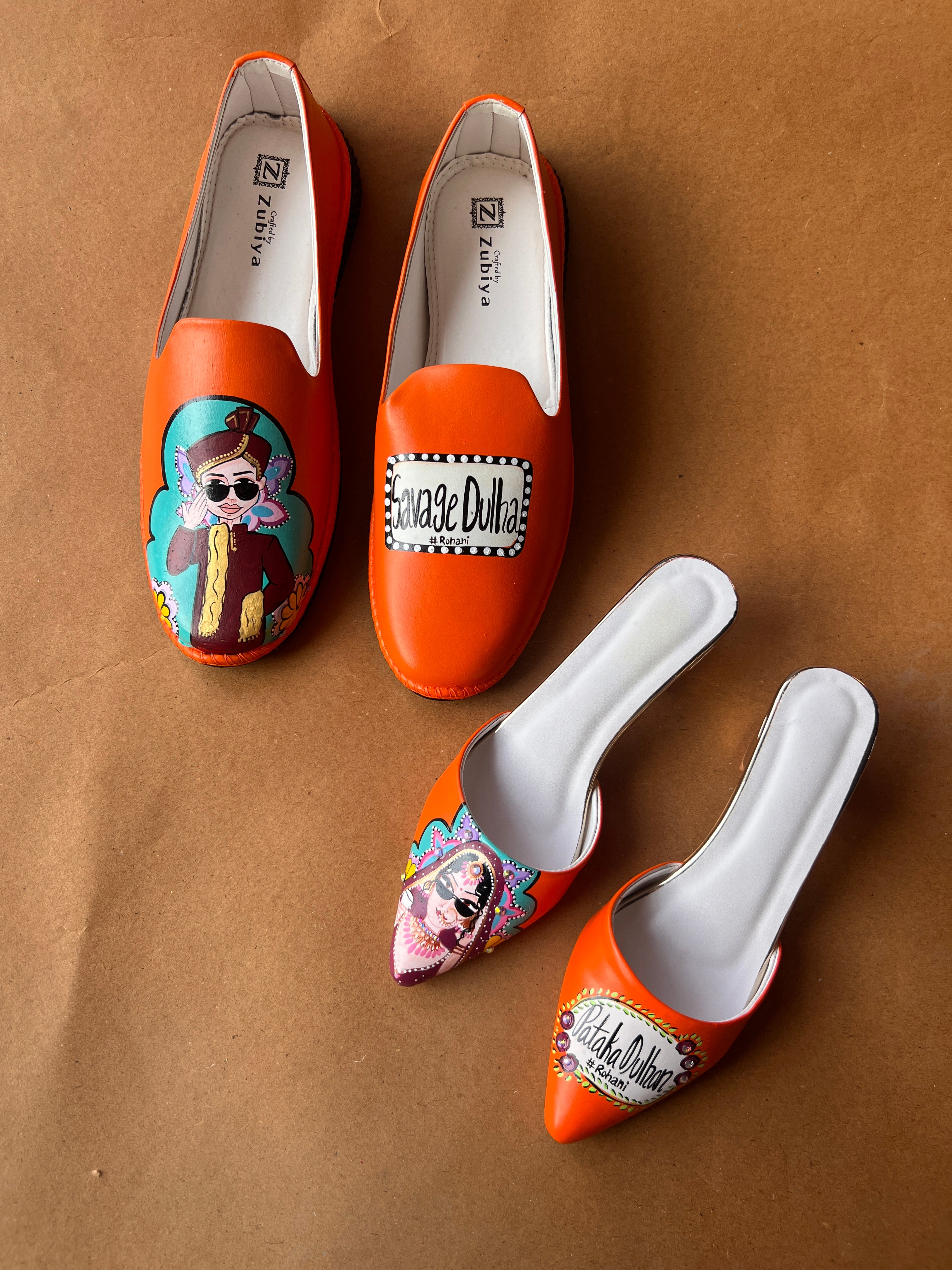 Orange men’s Mojris -2 inch mules couple combo