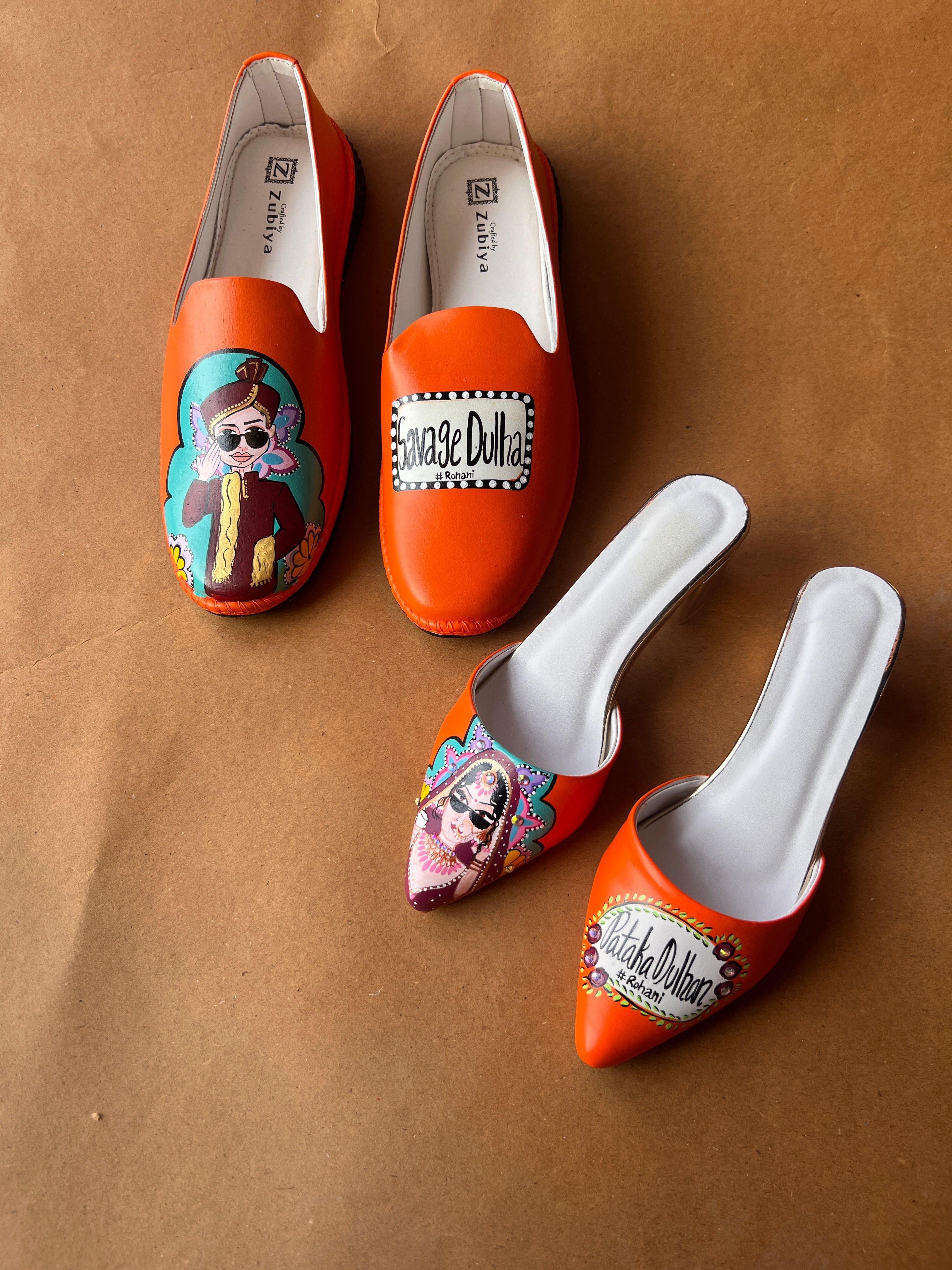 Orange men’s Mojris -2 inch mules couple combo