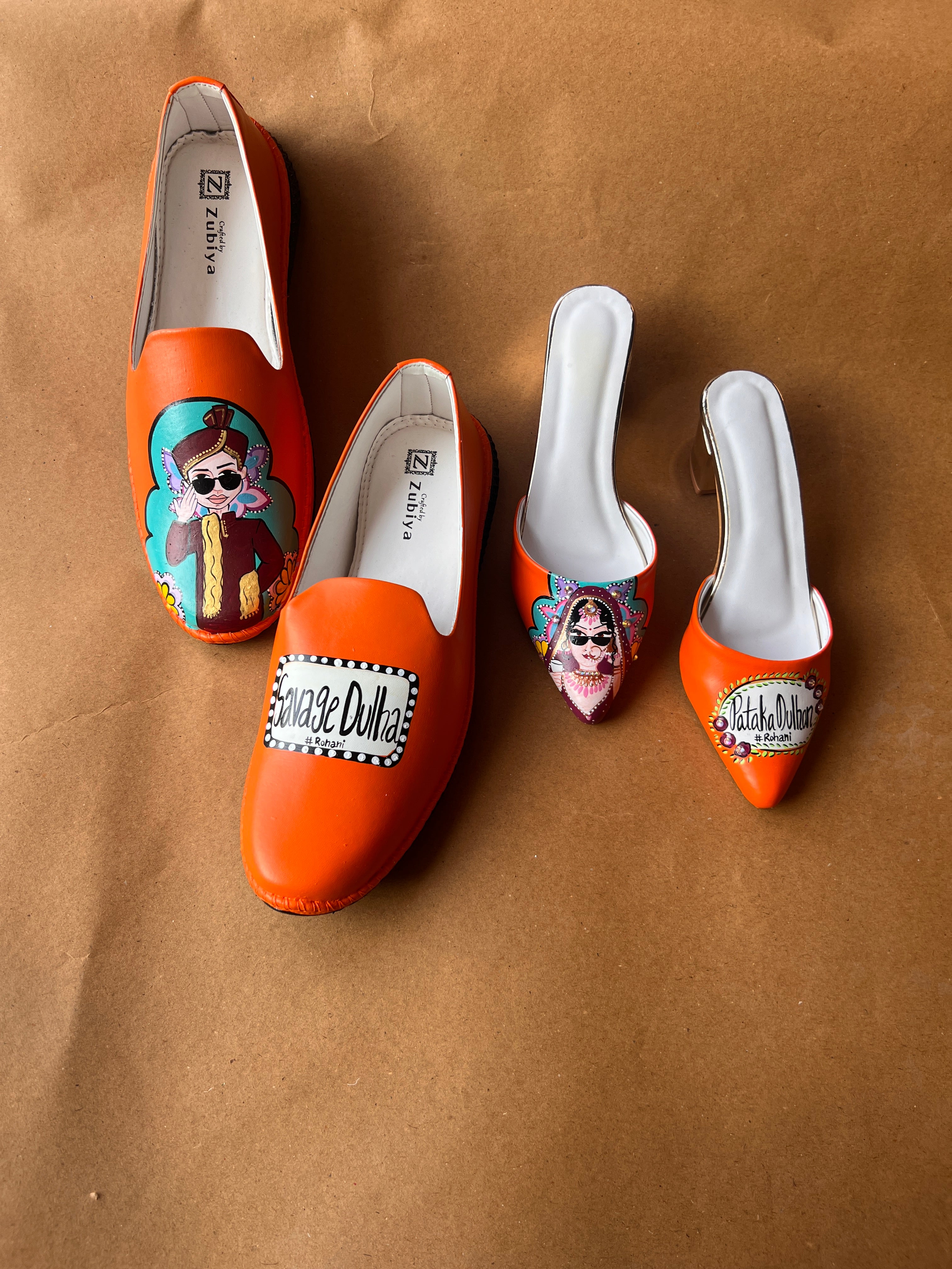 Orange men’s Mojris -2 inch mules couple combo