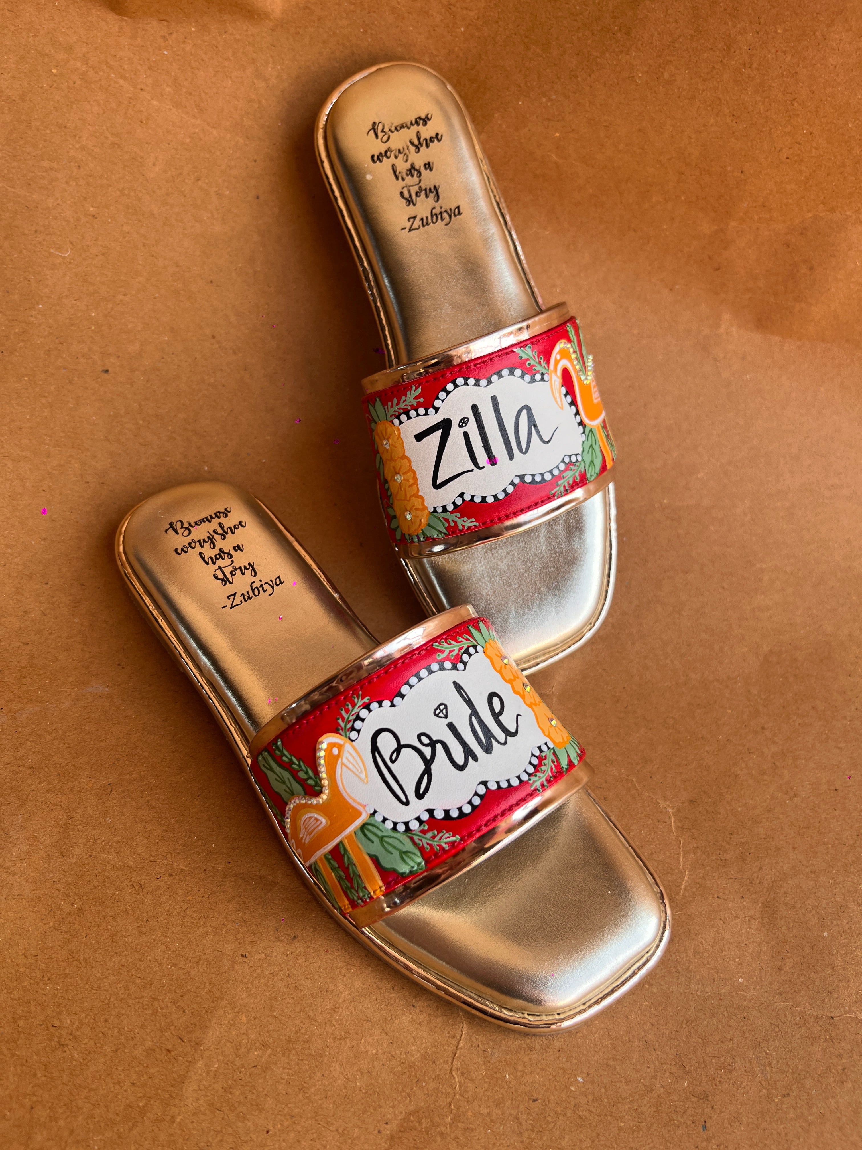 Bride zilla flamingo golden flats