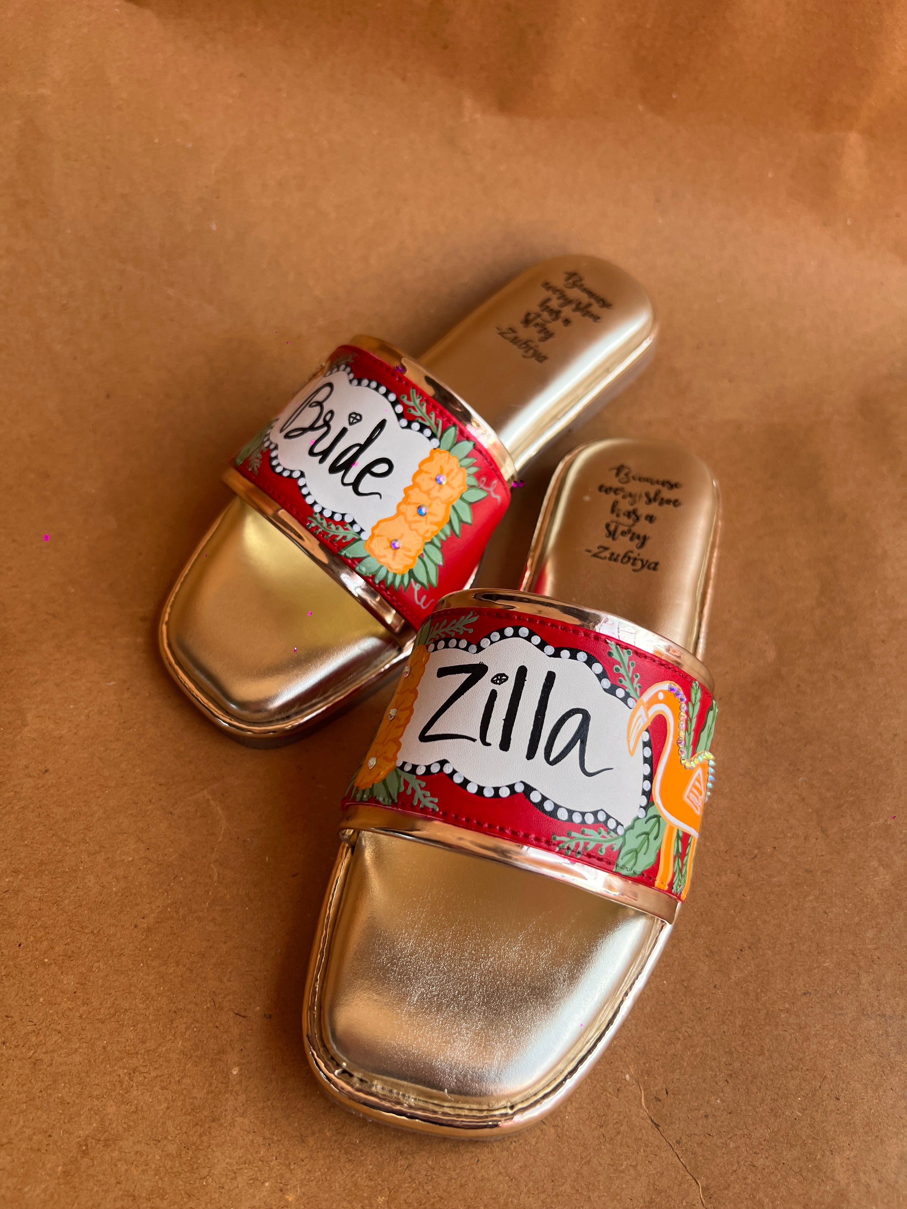 Bride zilla flamingo golden flats