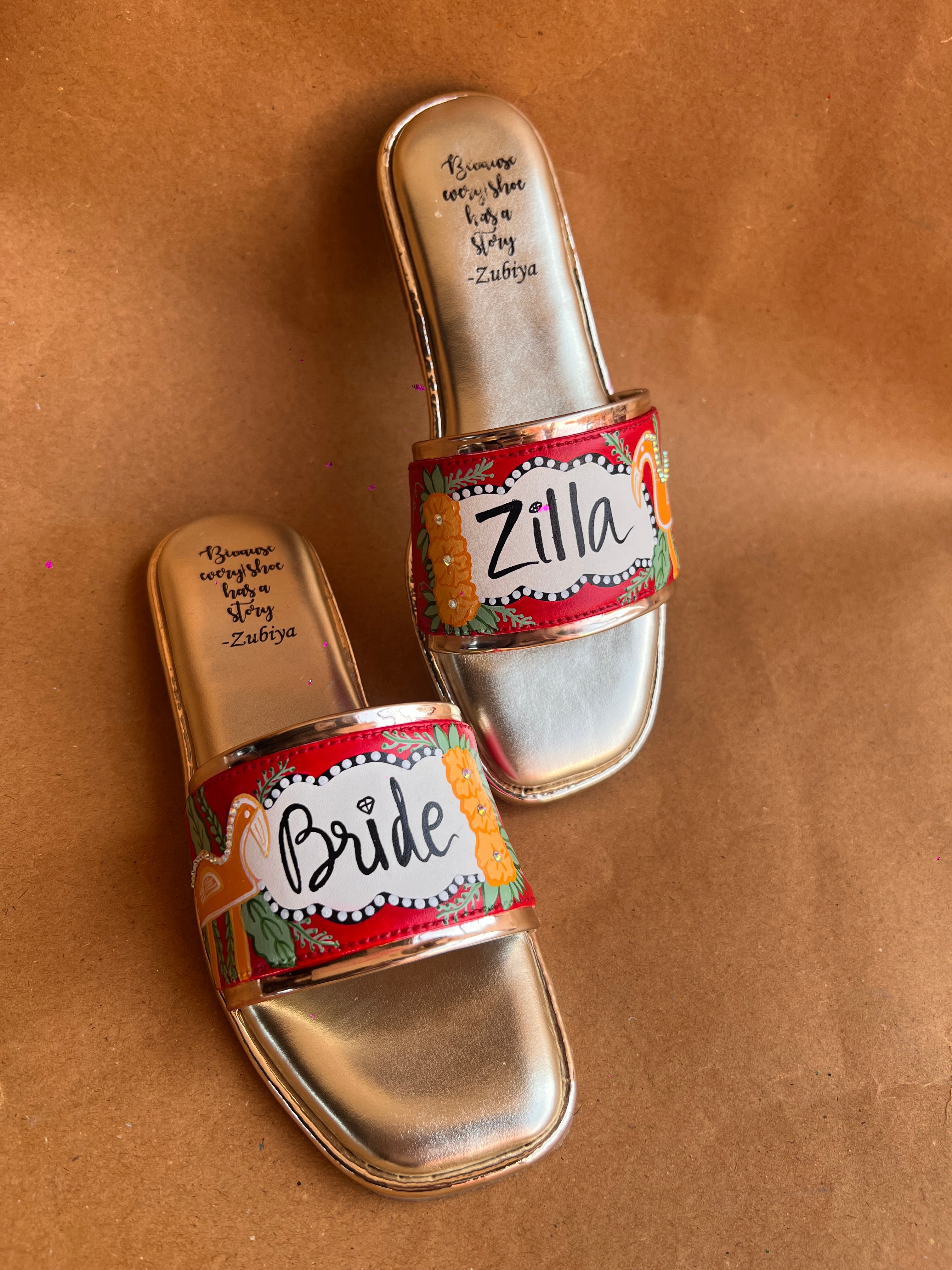 Bride zilla flamingo golden flats