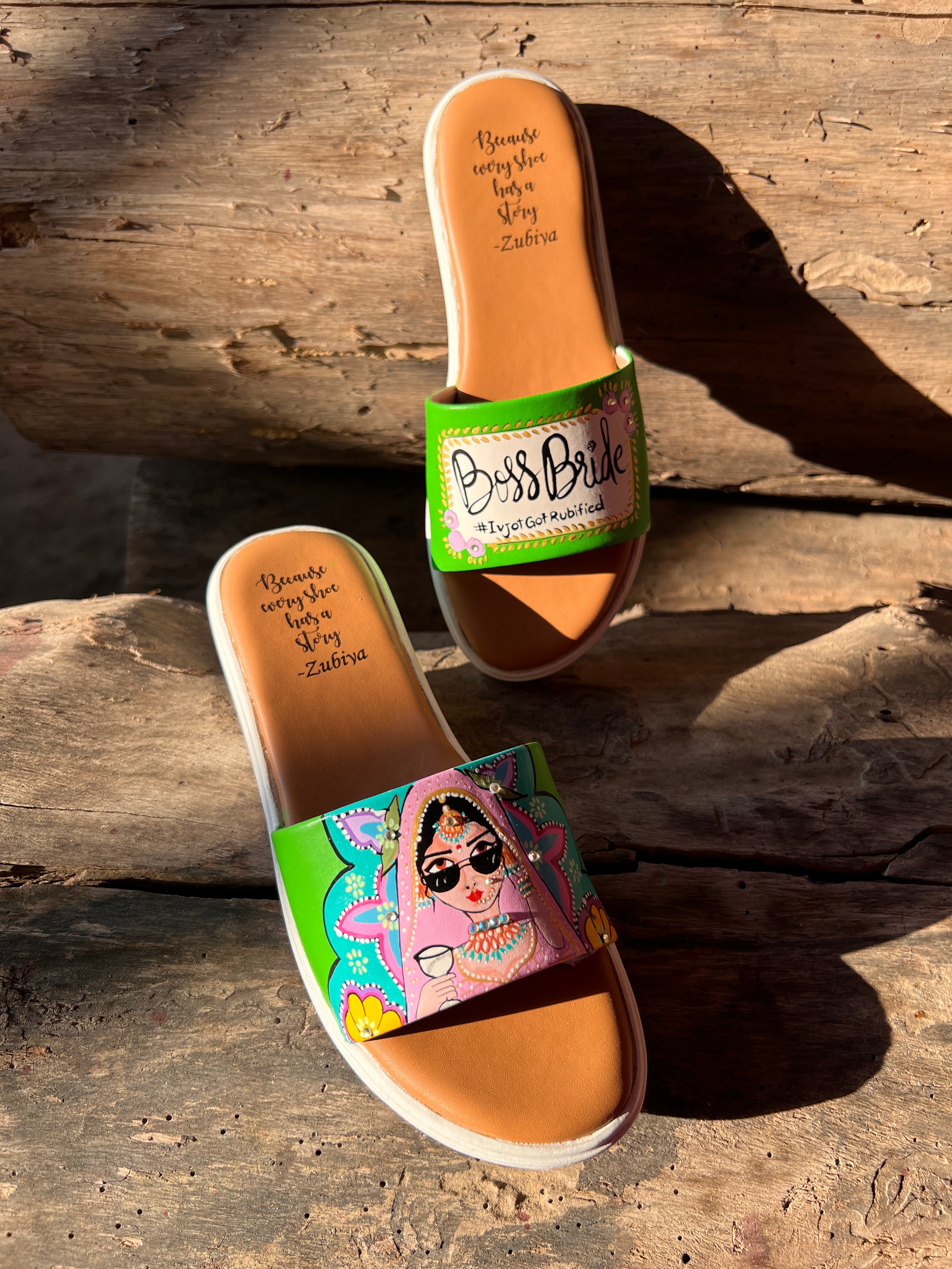 Parrot green Swag Dulhan Artwork Flats