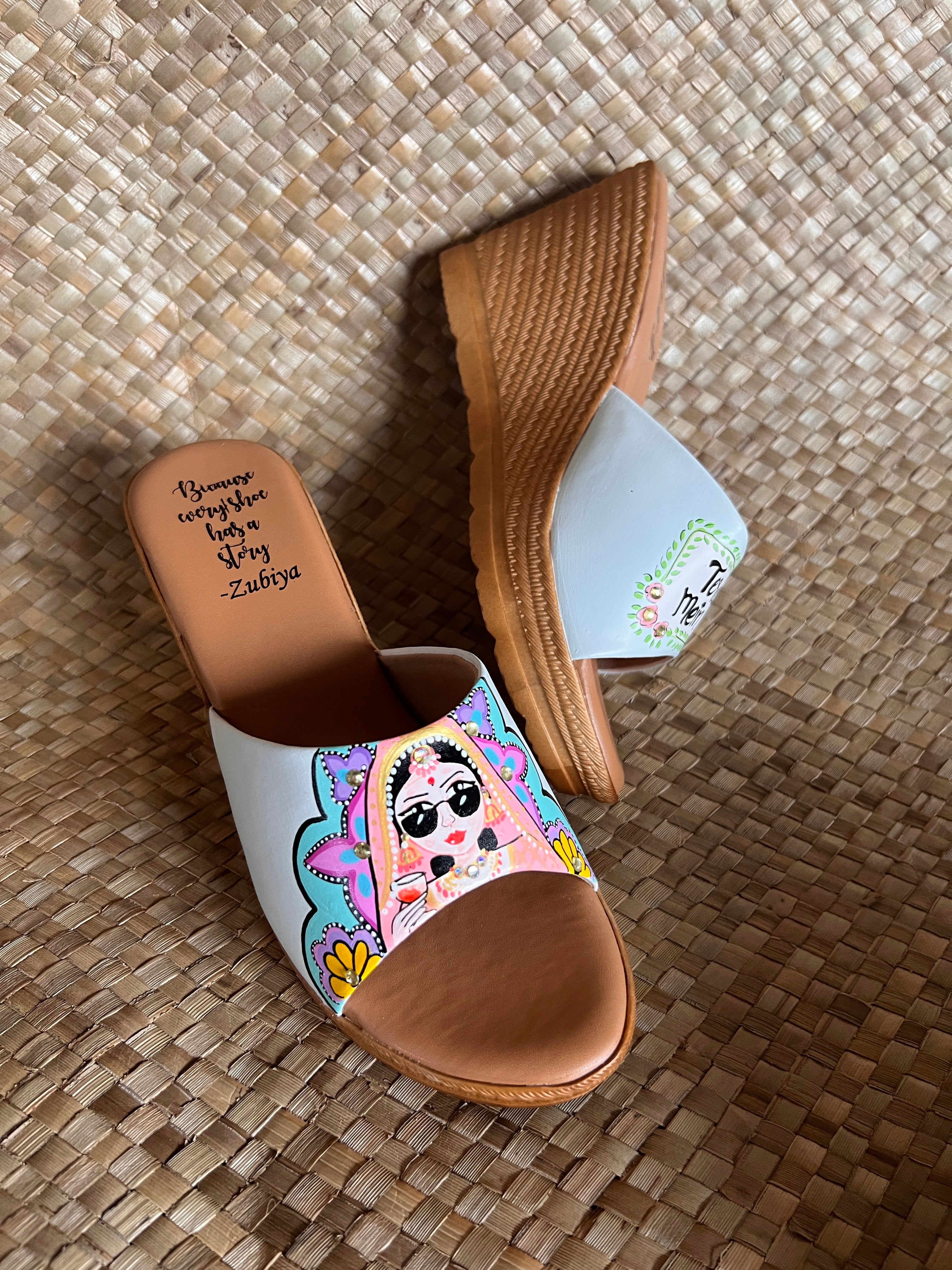 Powder blue Mojris and 3.5inch wedges heel couple Combo